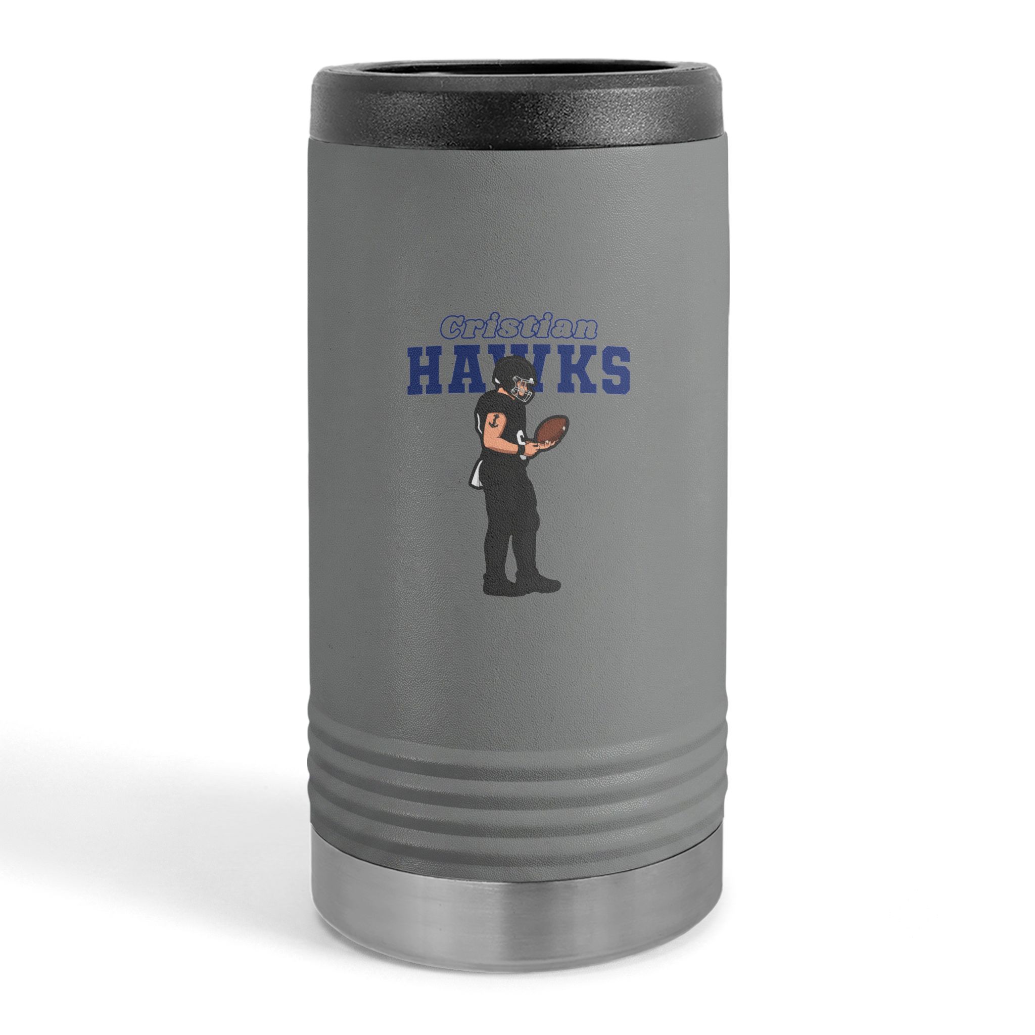 Slim Stainless Can Cooler — character_name_arch in Grey