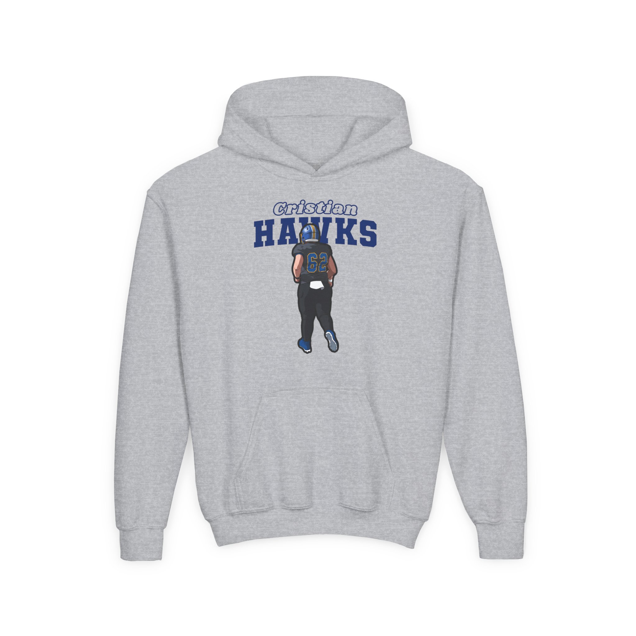 Youth Hoodie — character_name_arch in Grey