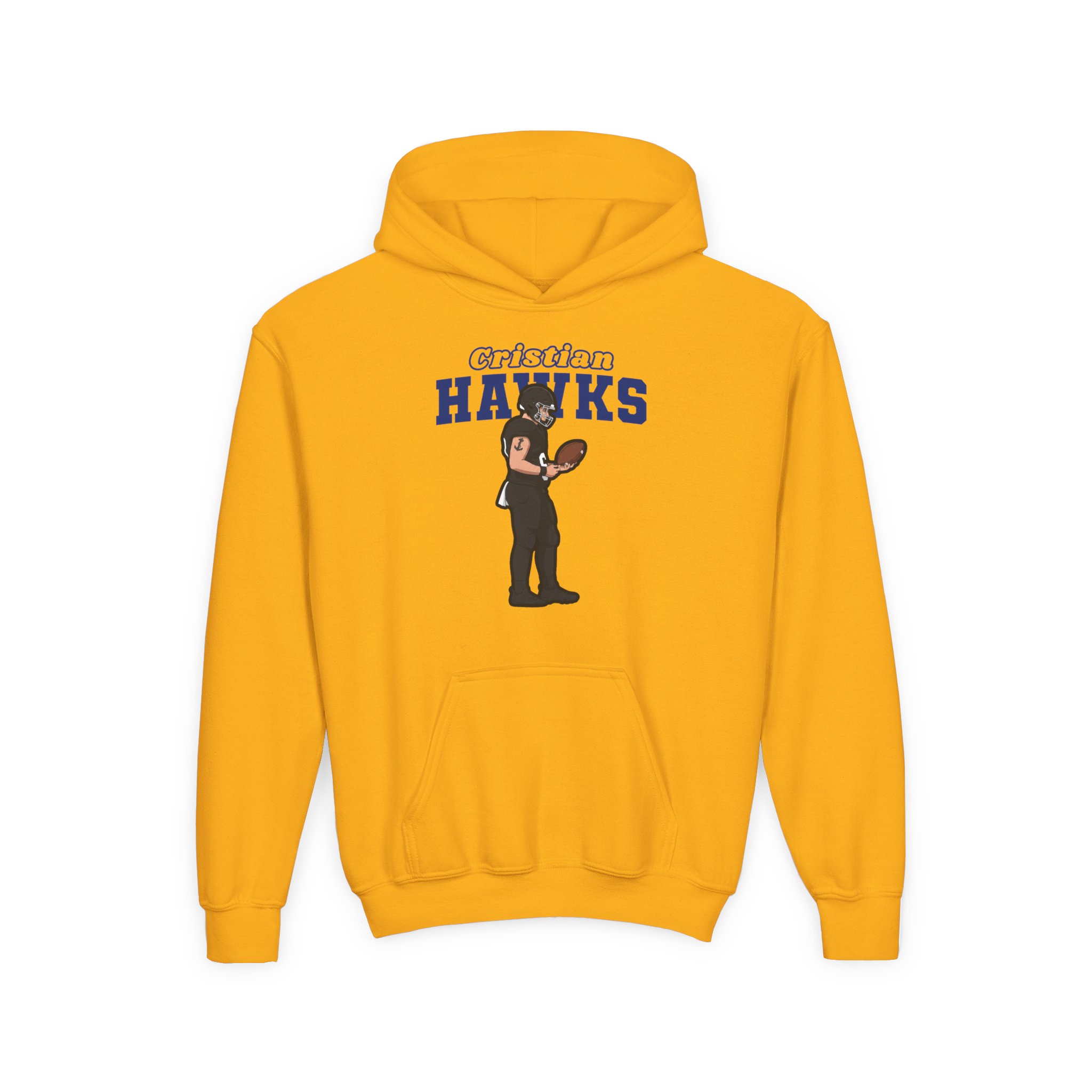 Youth Hoodie — character_name_arch in Gold