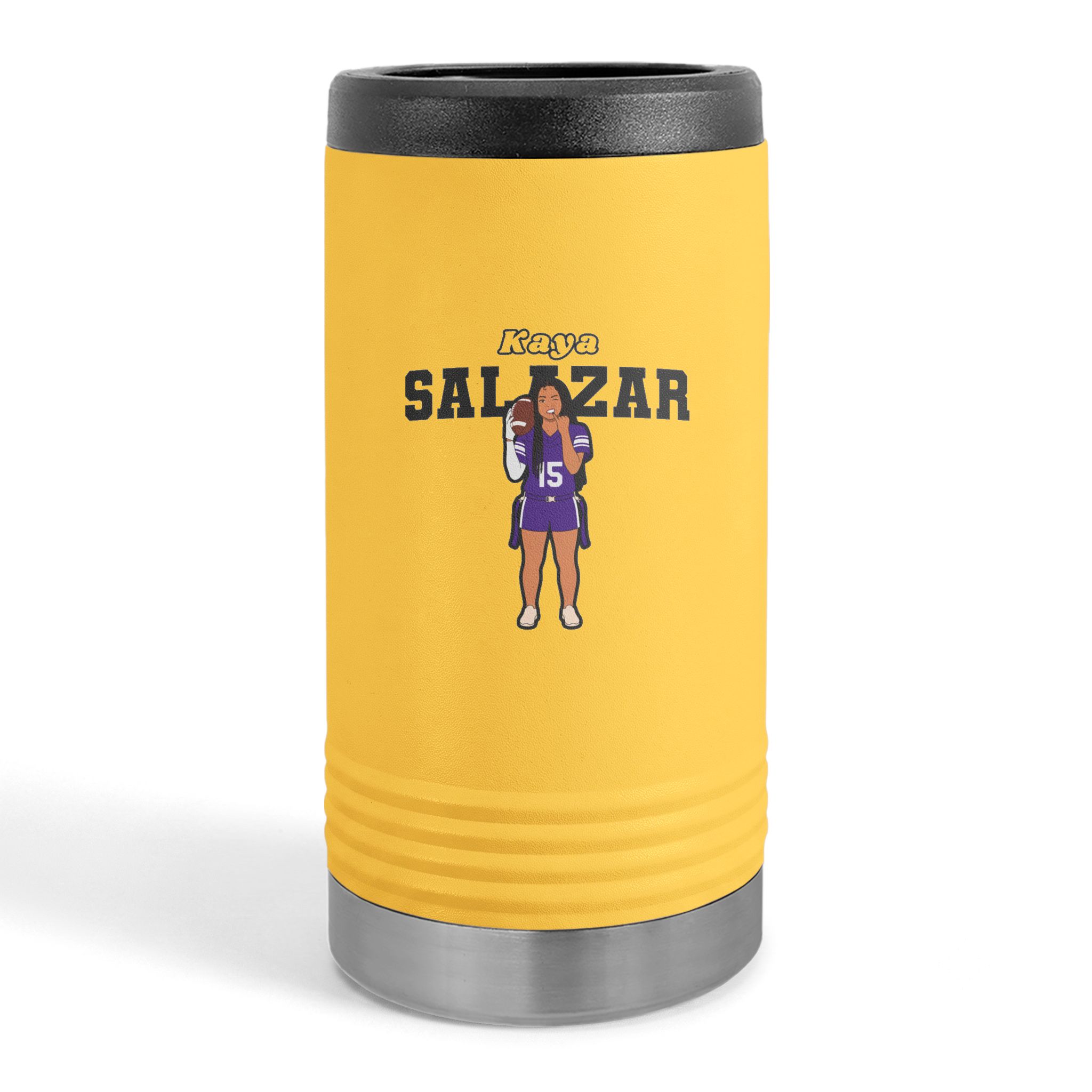 Slim Stainless Can Cooler — character_name_arch in Yellow