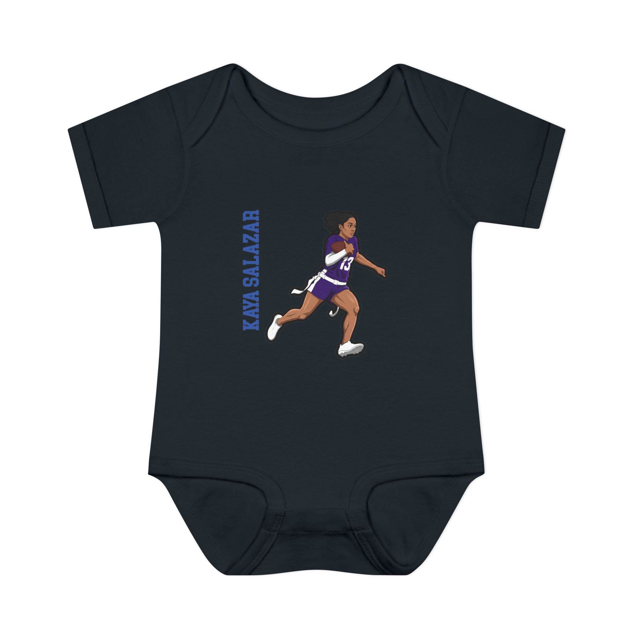 Baby Onesie — character_name_vertical in Black