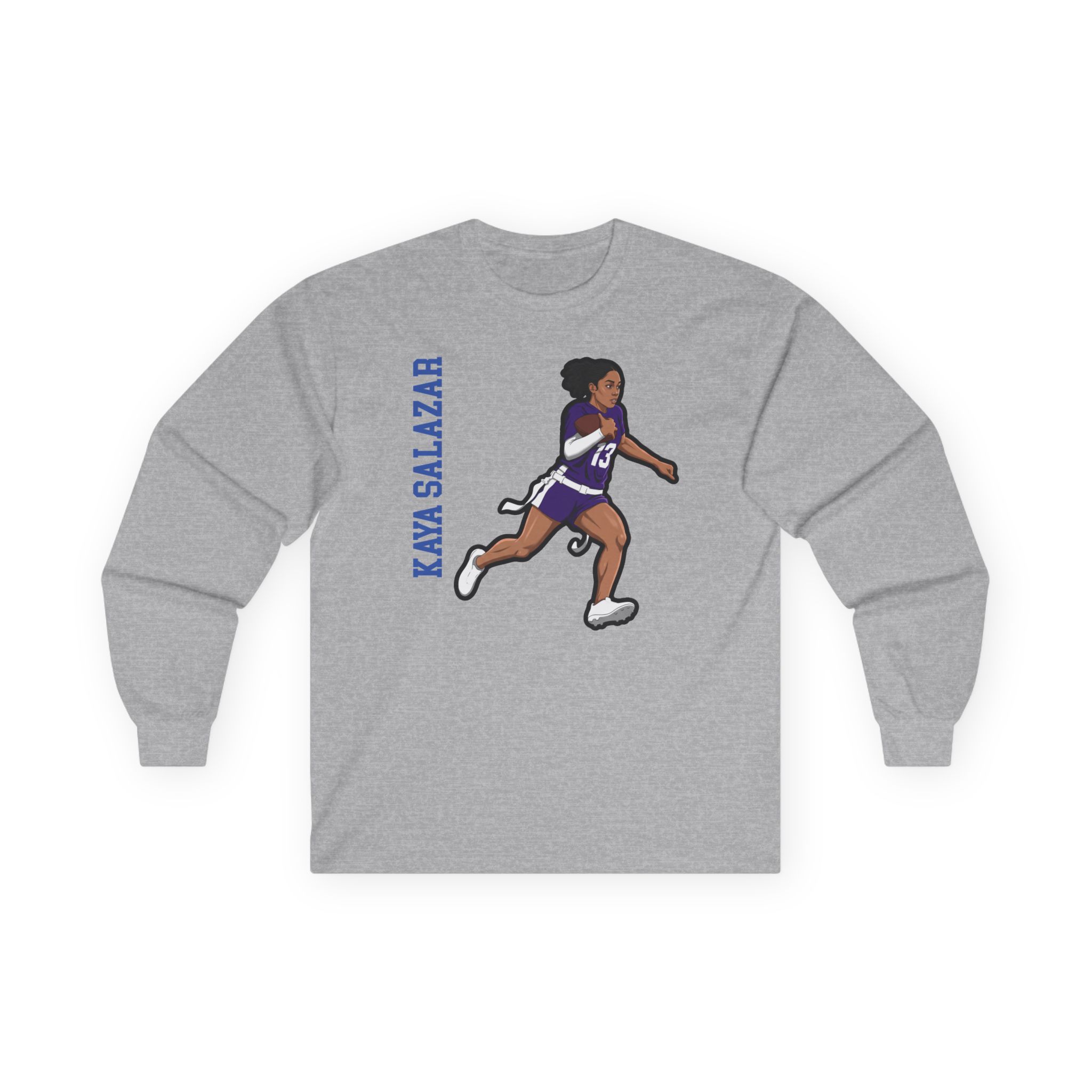 Long Sleeve Tee — character_name_vertical in Grey