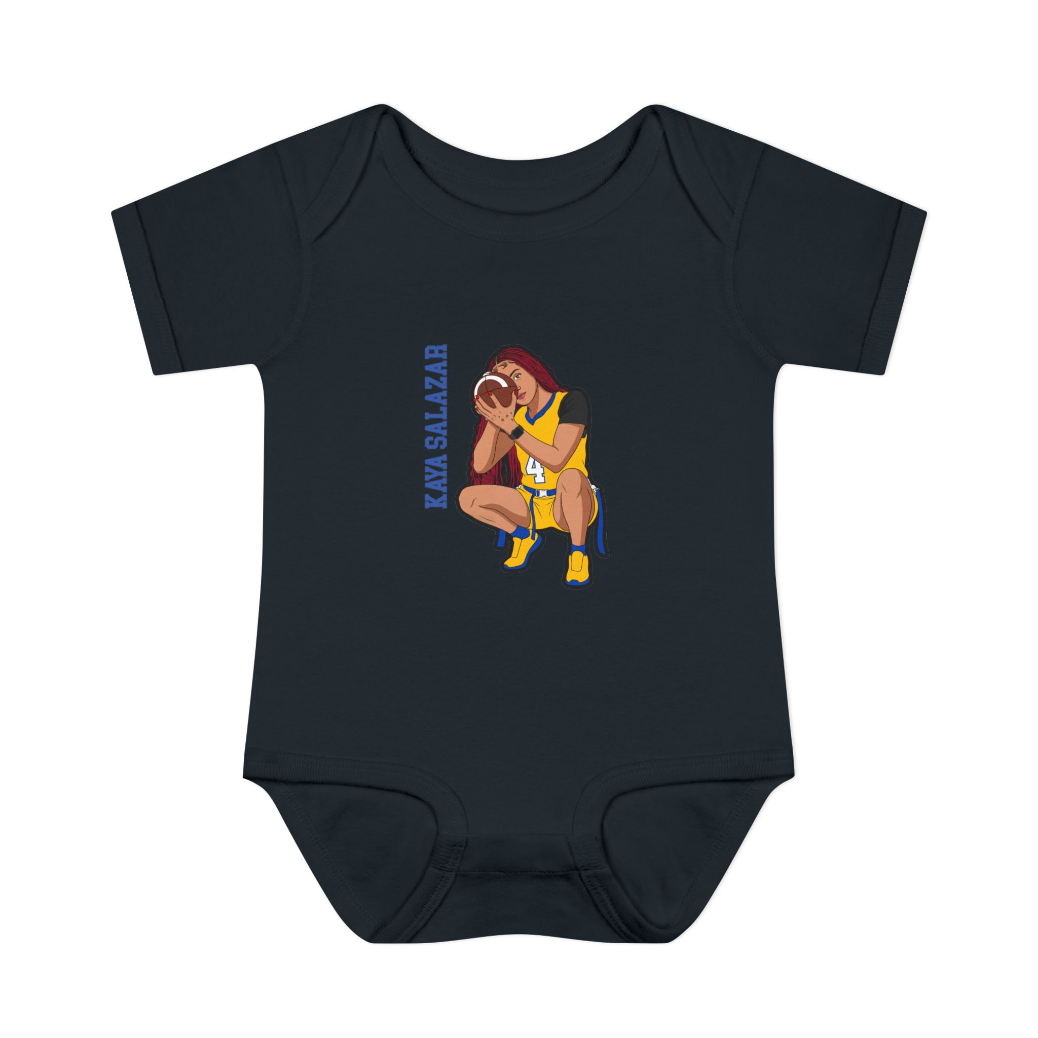 Baby Onesie — character_name_vertical in Black