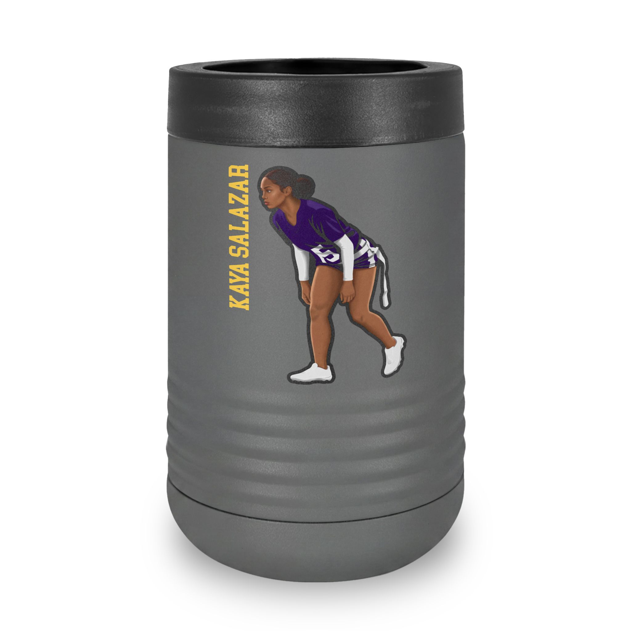 Stainless Can Cooler — character_name_vertical in Grey