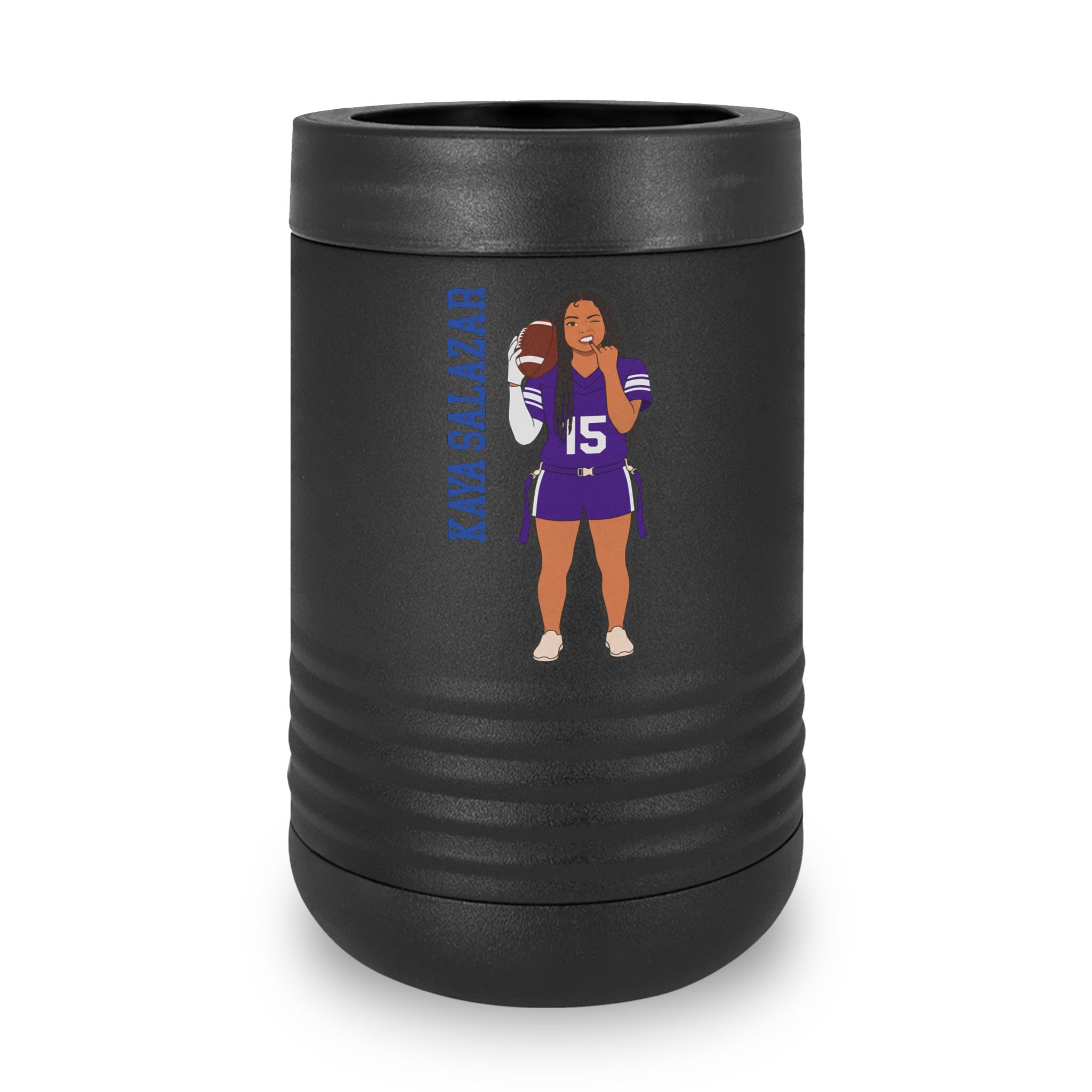 Stainless Can Cooler — character_name_vertical in Black