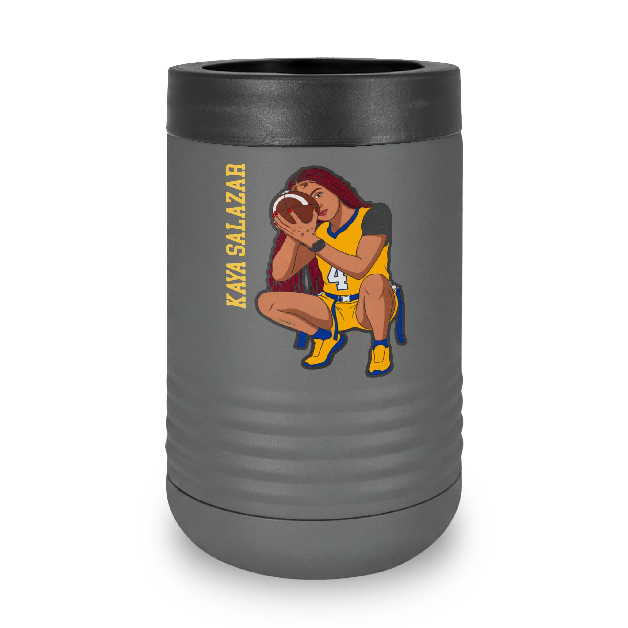 Stainless Can Cooler — character_name_vertical in Grey