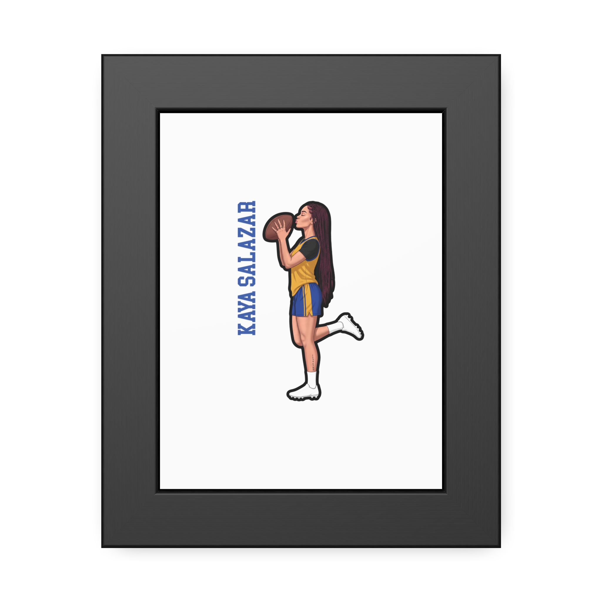 Framed Poster — character_name_vertical in Black