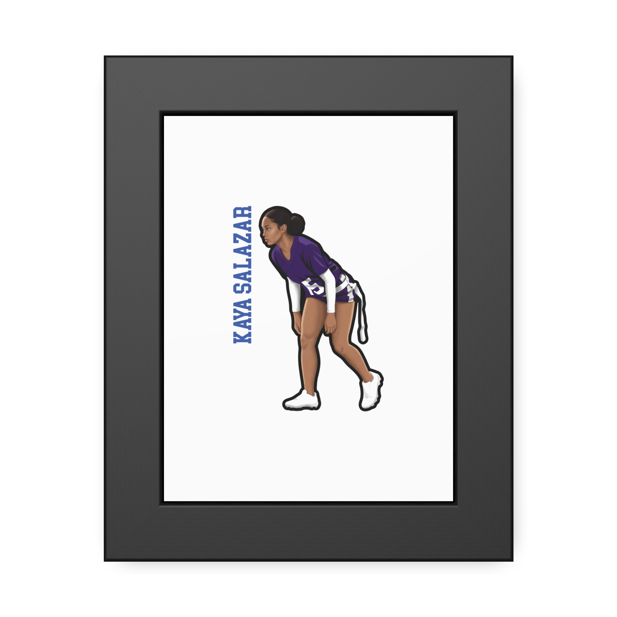 Framed Poster — character_name_vertical in Black