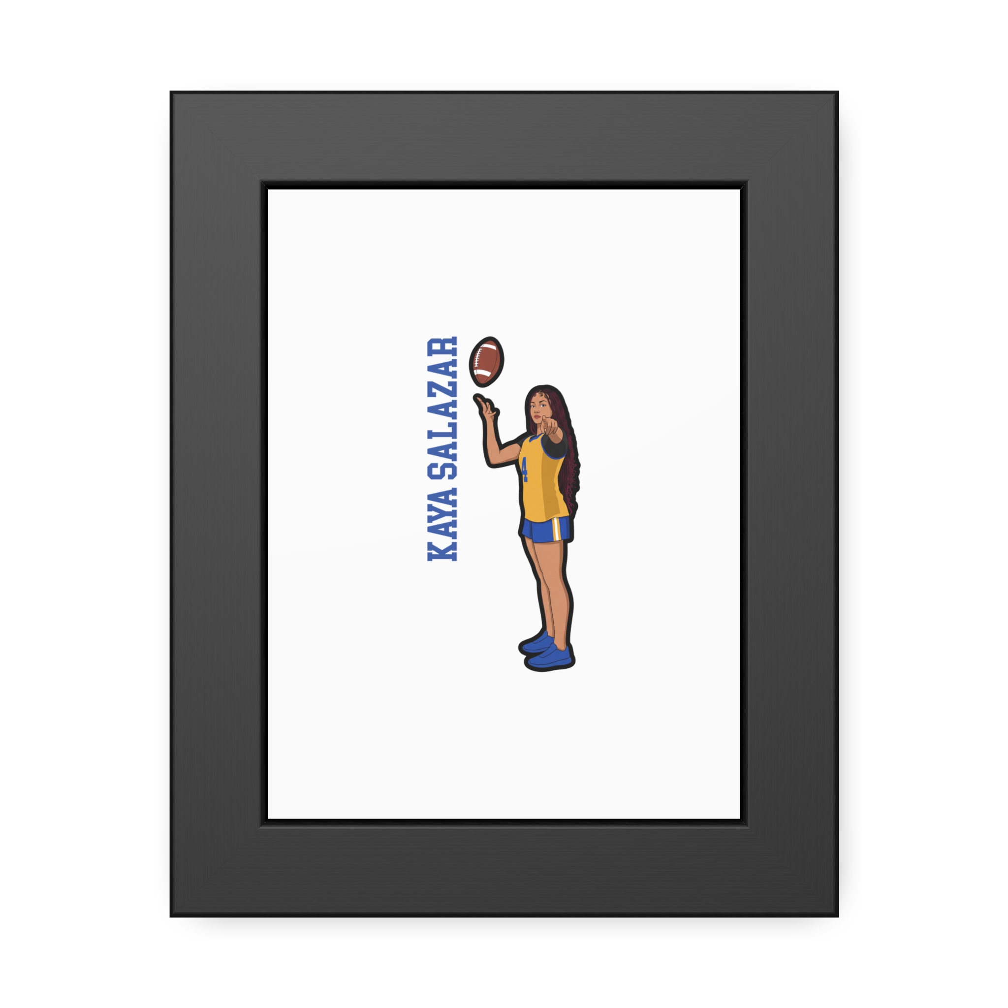 Framed Poster — character_name_vertical in Black