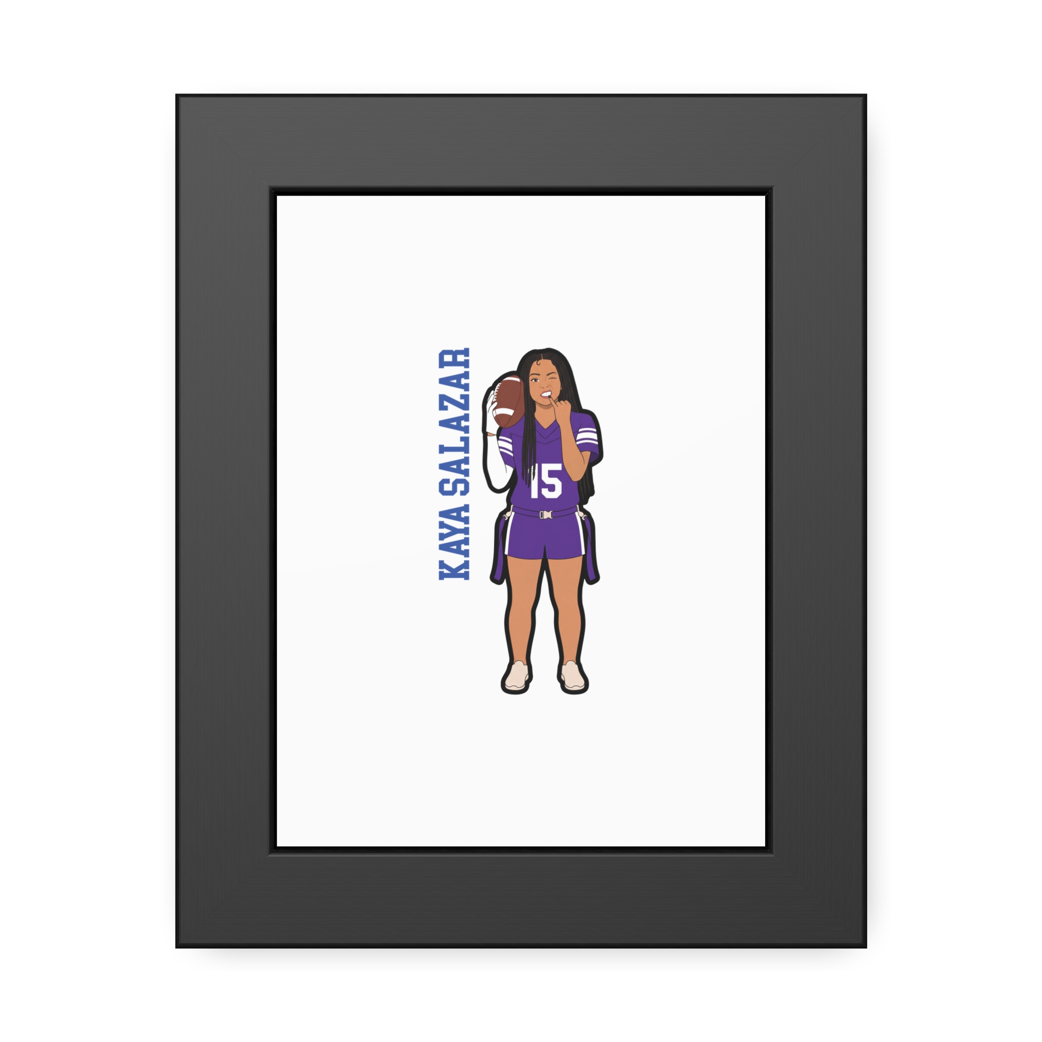 Framed Poster — character_name_vertical in Black