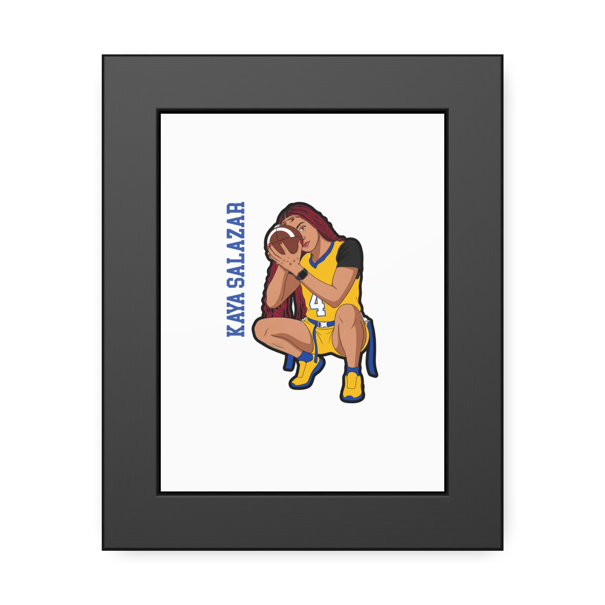 Framed Poster — character_name_vertical in Black