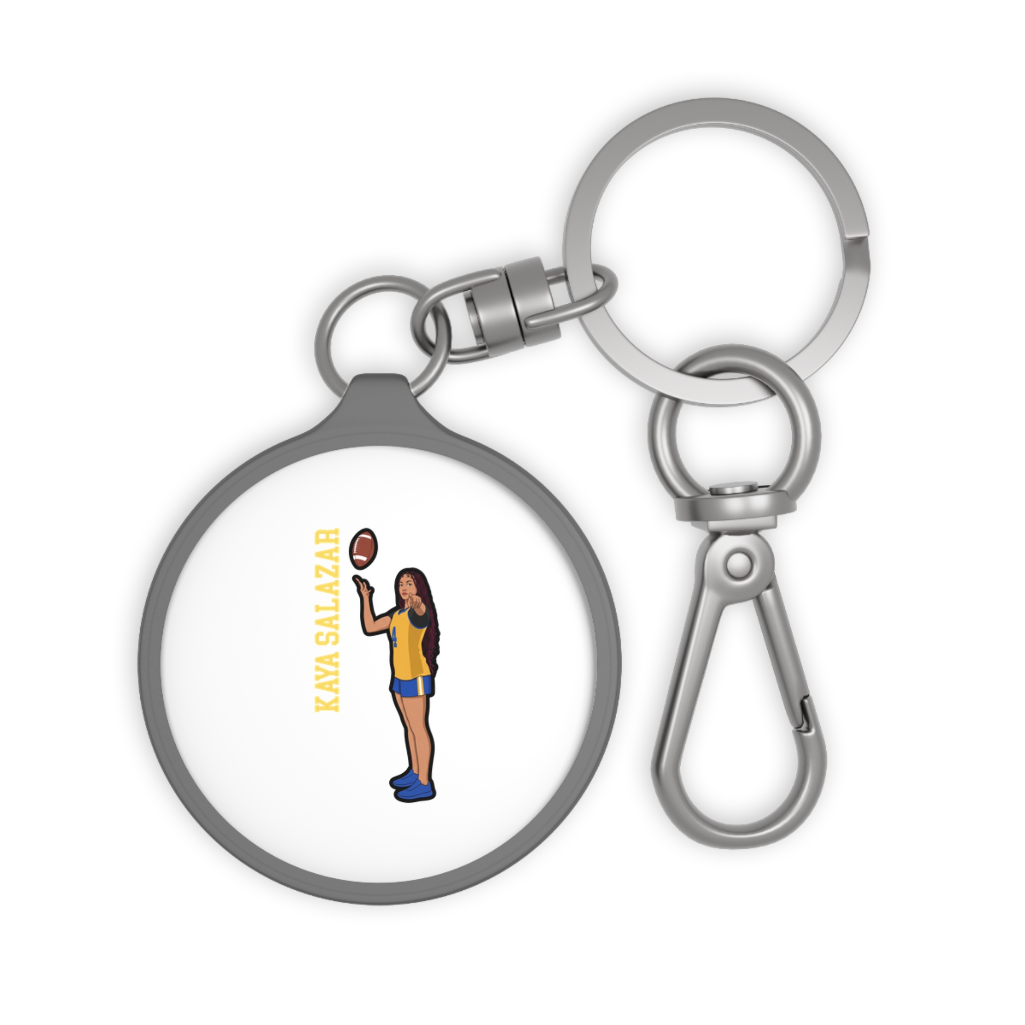 Keychain — character_name_vertical in Grey