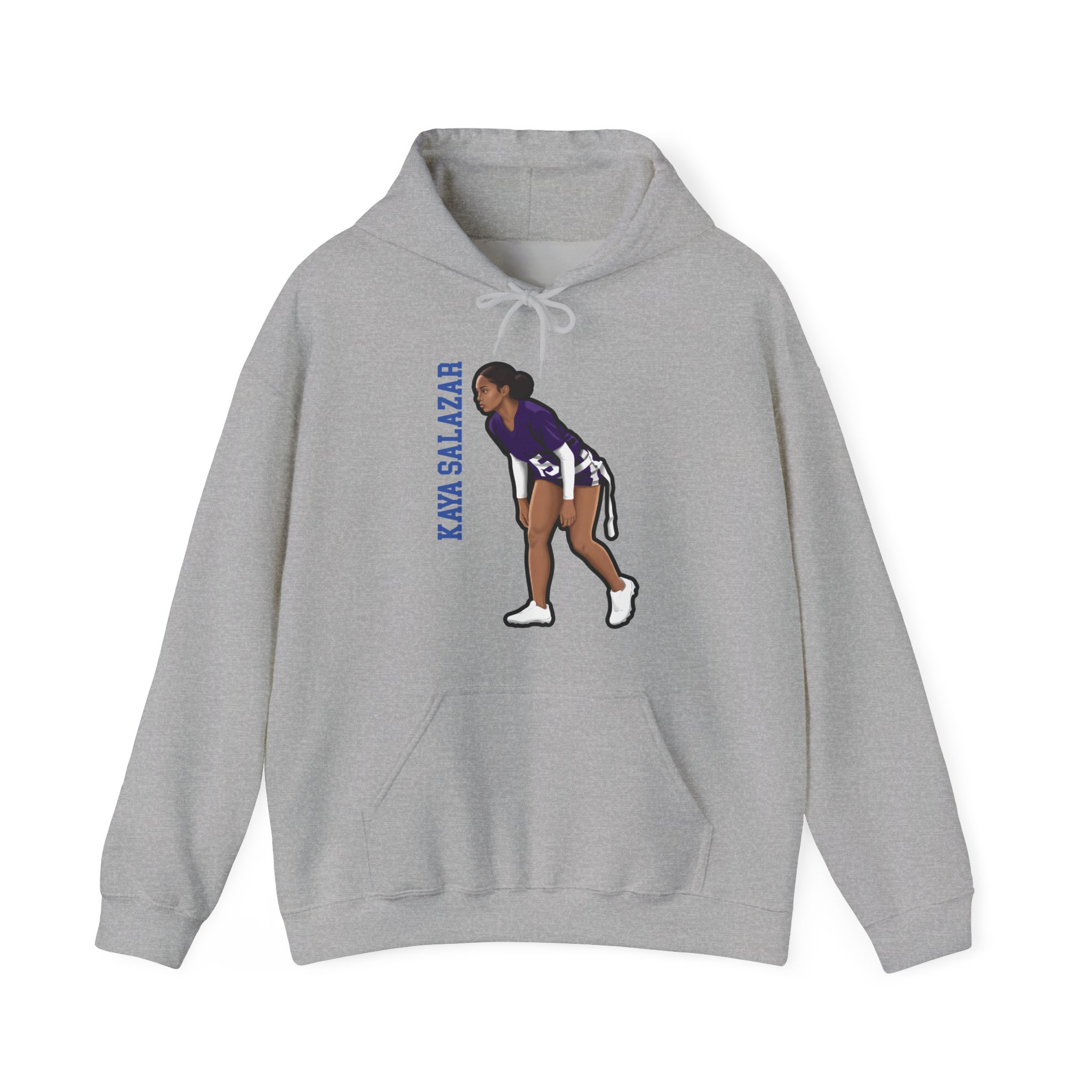 Hoodie — character_name_vertical in Grey