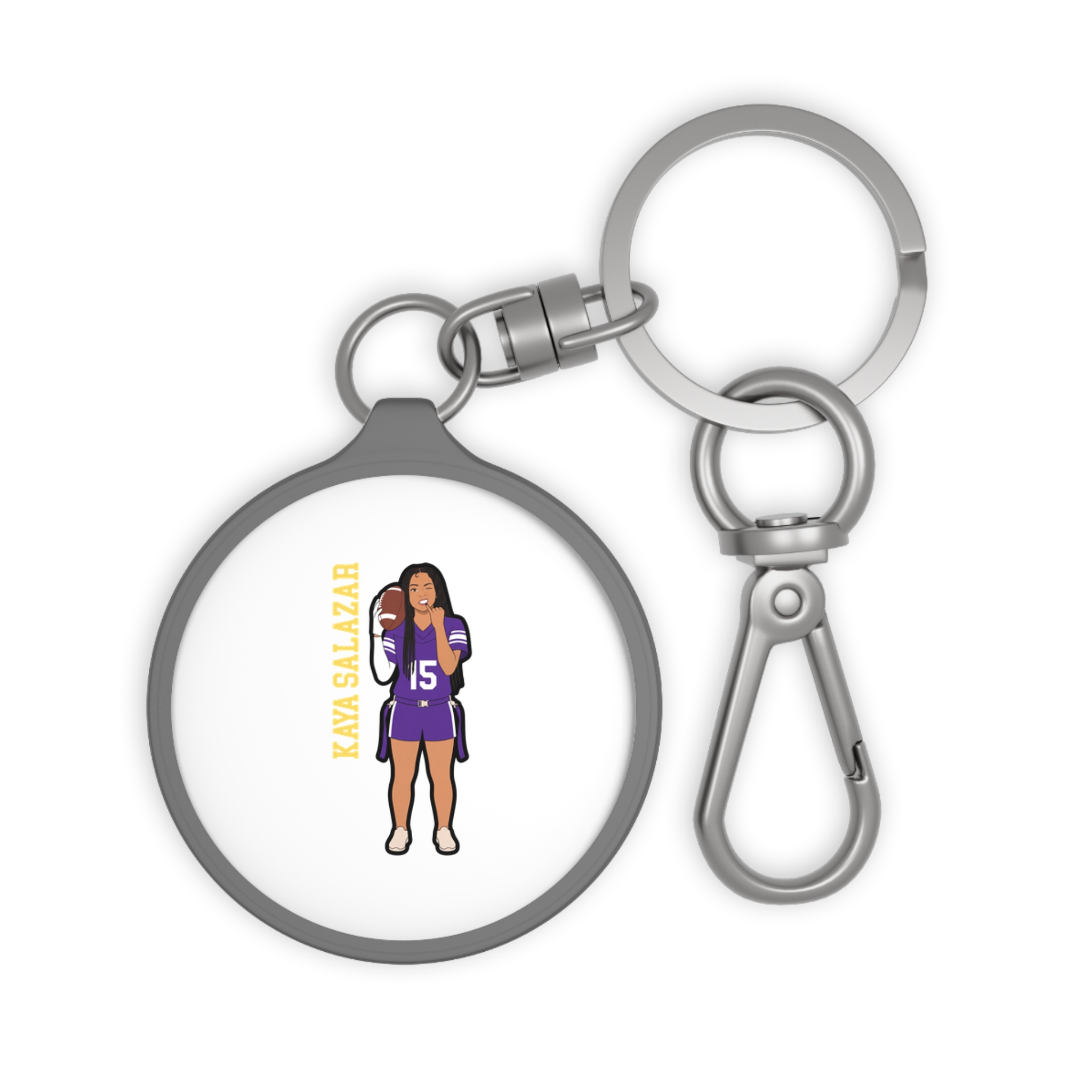 Keychain — character_name_vertical in Grey