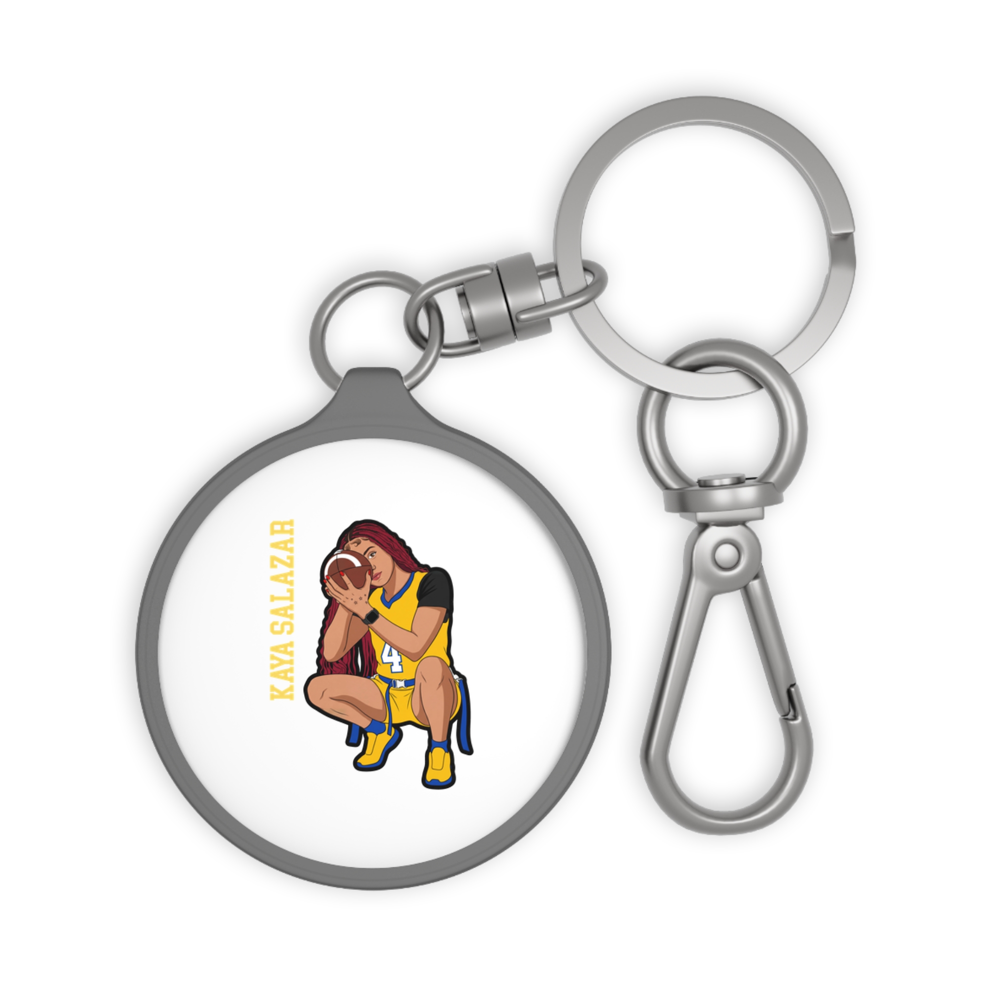 Keychain — character_name_vertical in Grey
