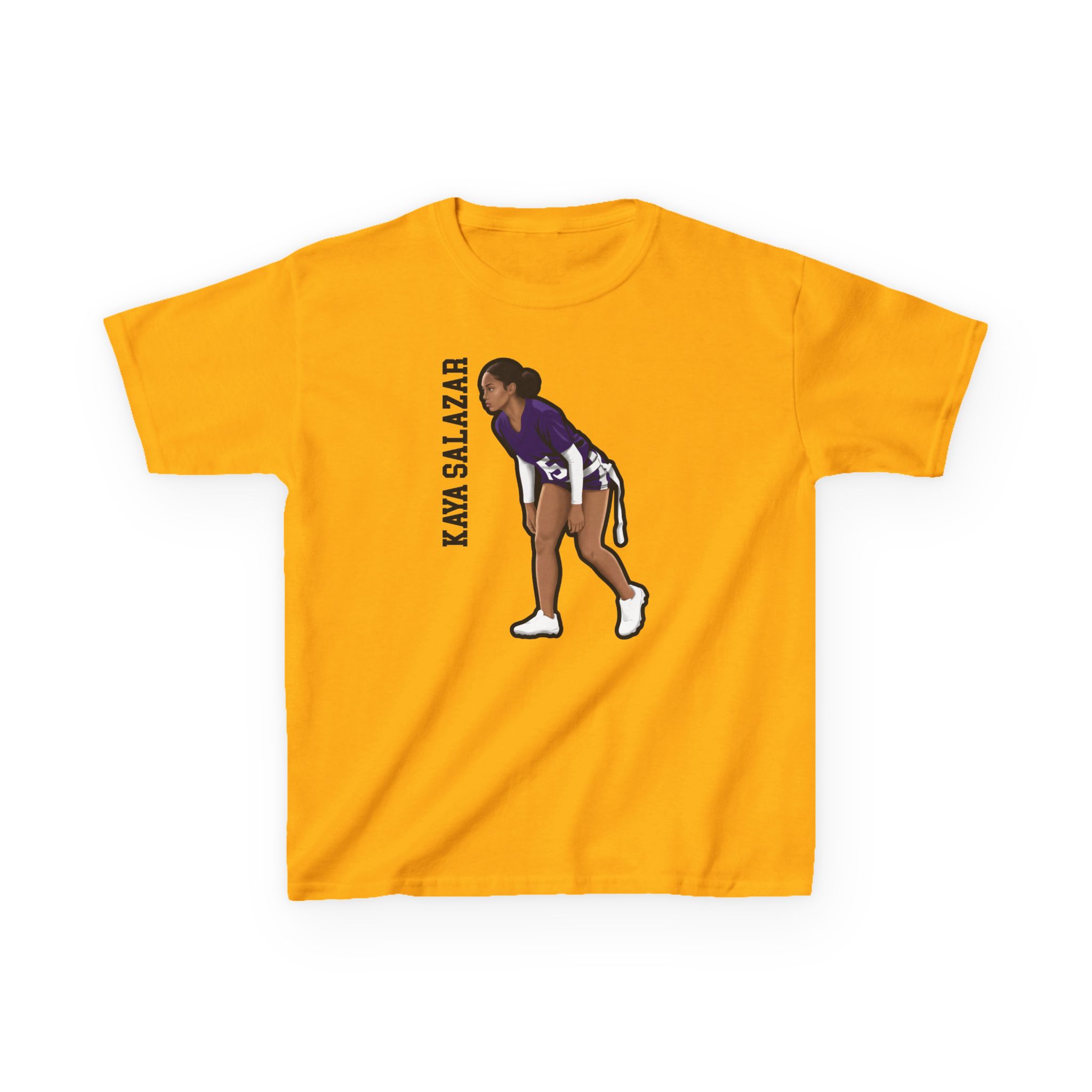 Youth Tee — character_name_vertical in Gold