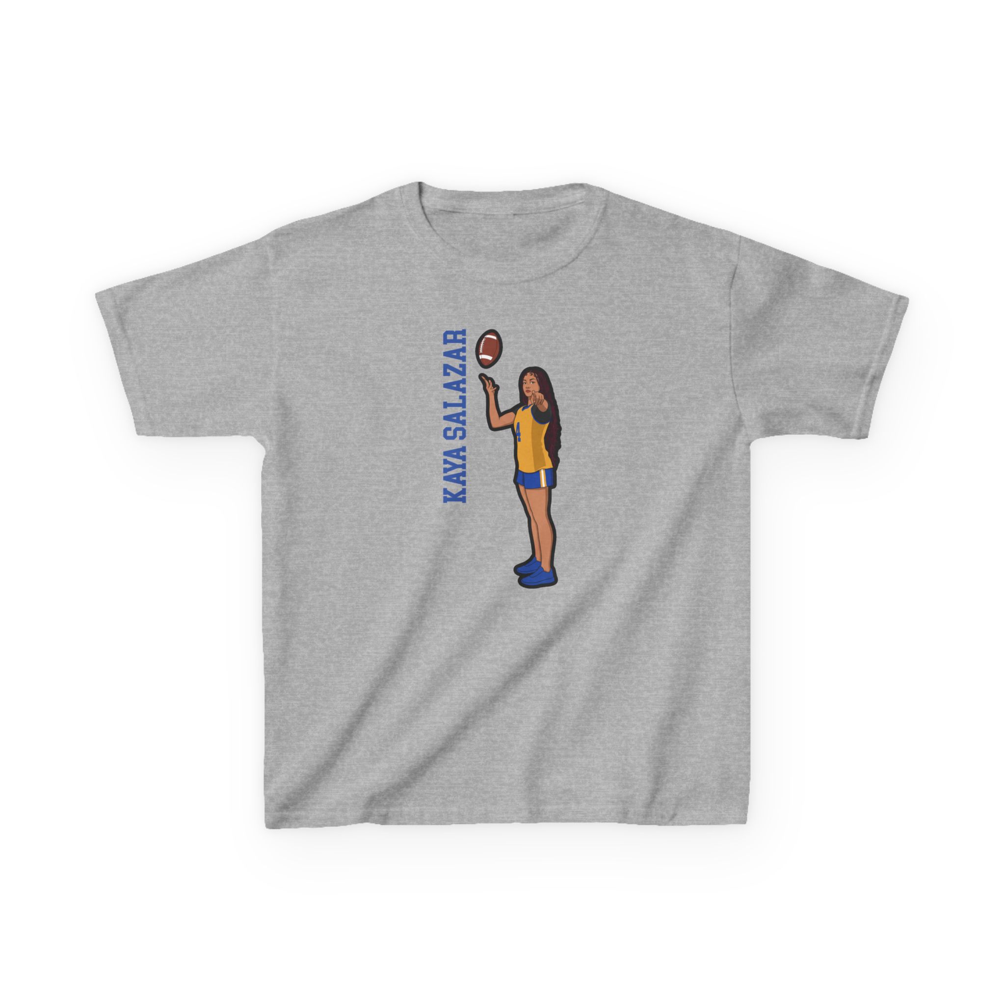 Youth Tee — character_name_vertical in Grey