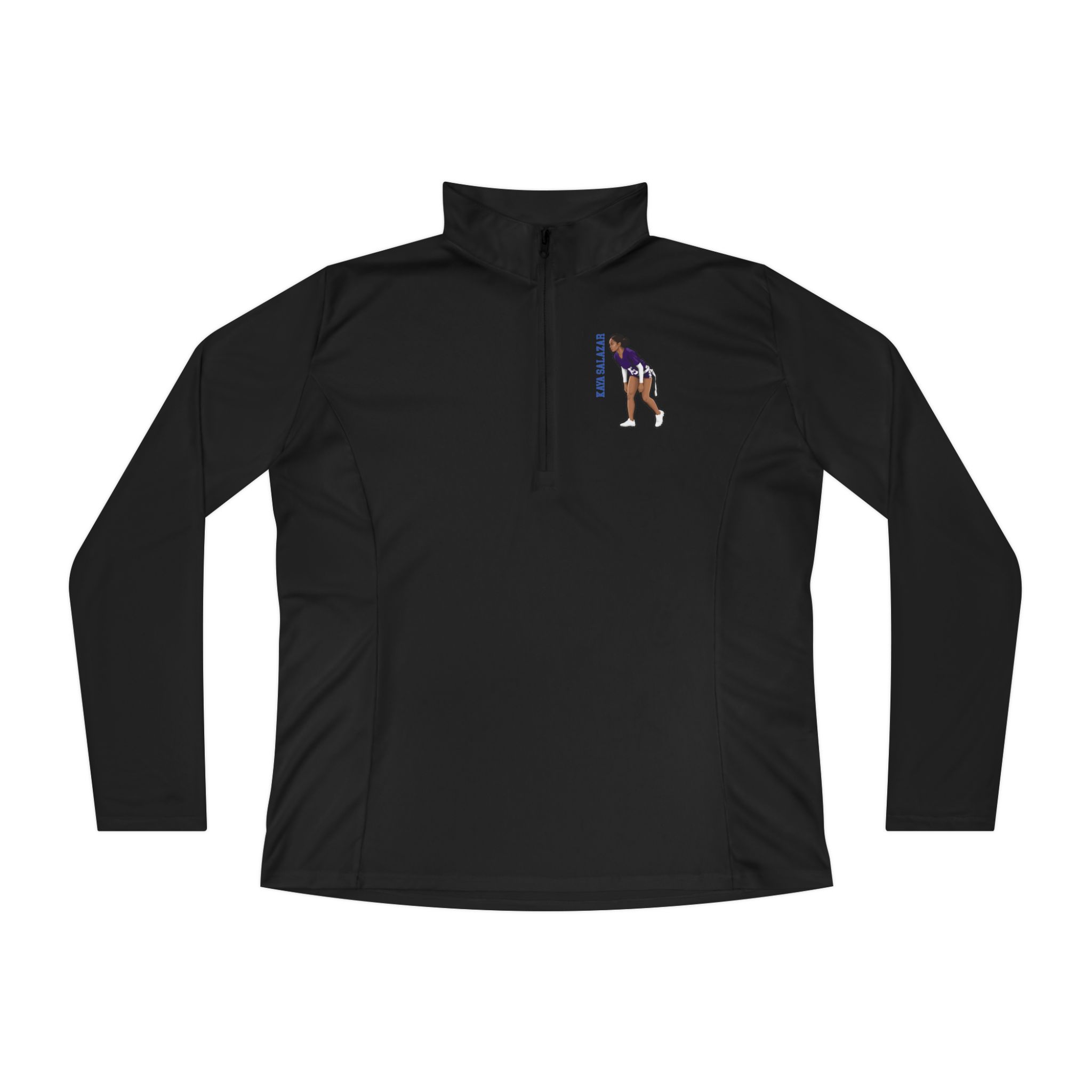 Women's Q-Zip Pullover — character_name_vertical in Black