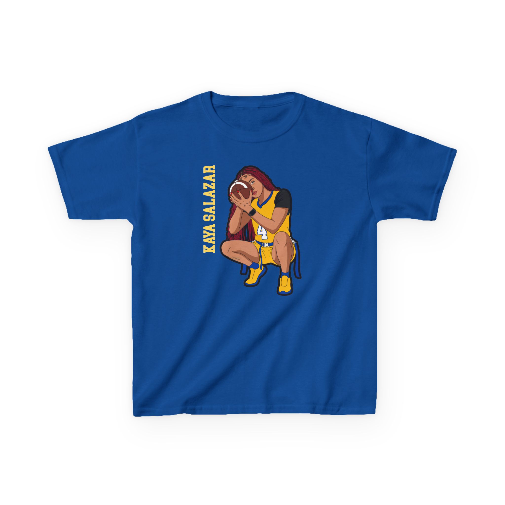 Youth Tee — character_name_vertical in Royal