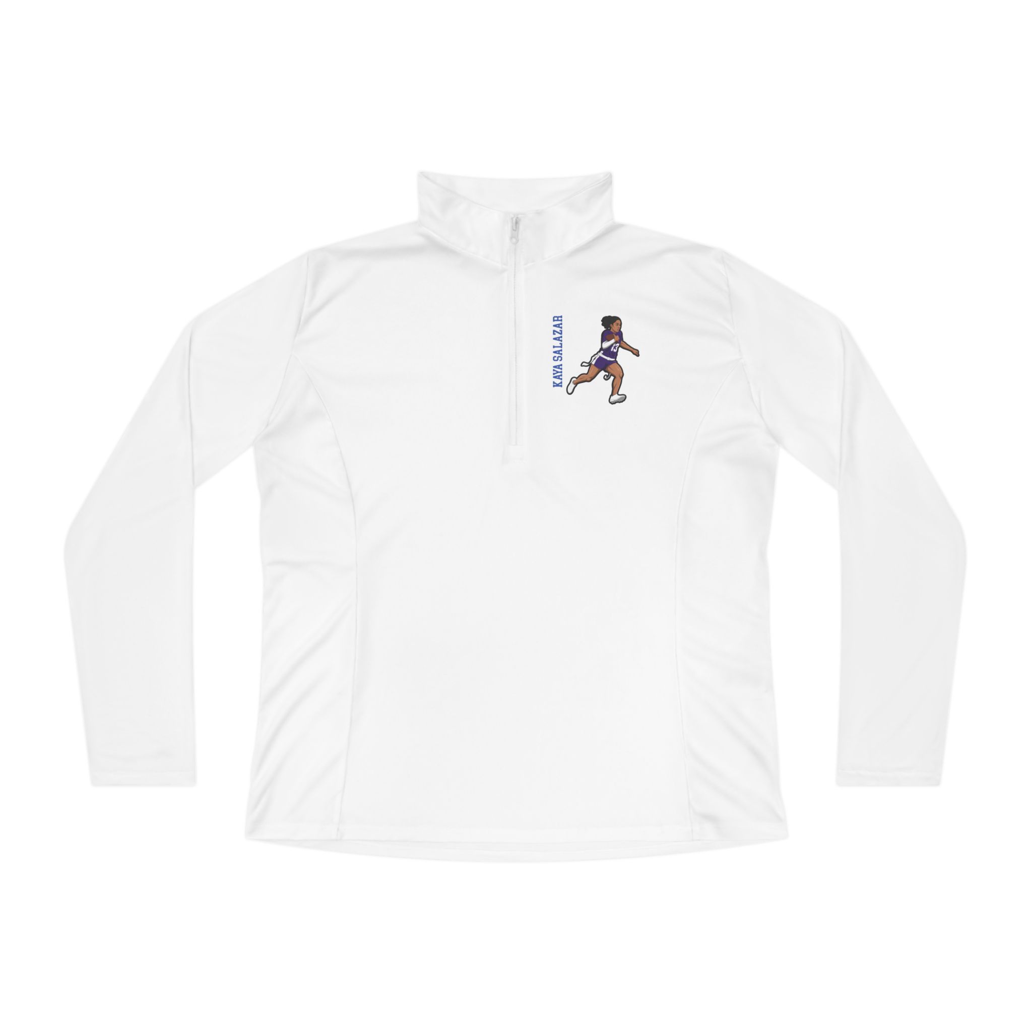 Women's Q-Zip Pullover — character_name_vertical in White