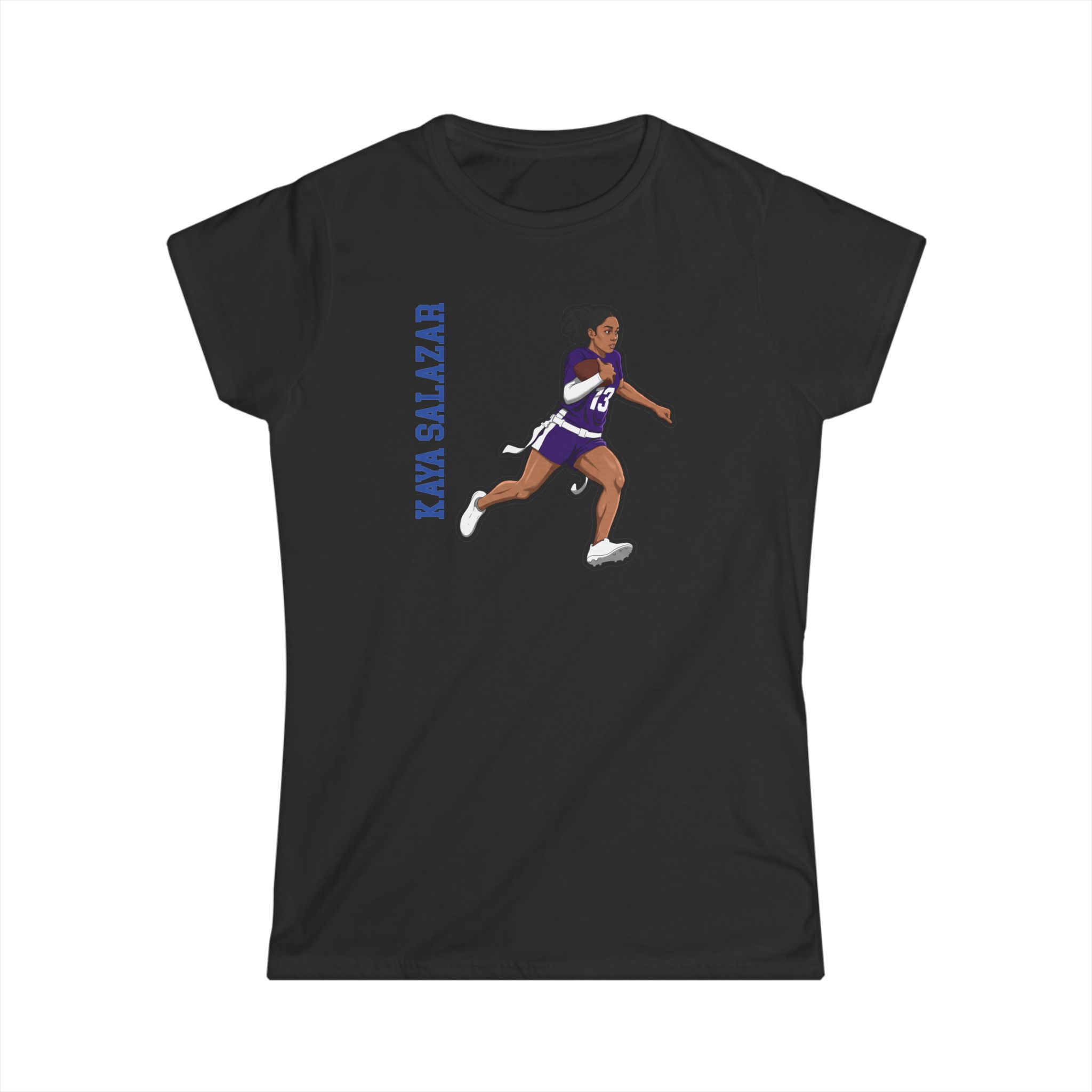 Women's Softstyle Tee — character_name_vertical in Black