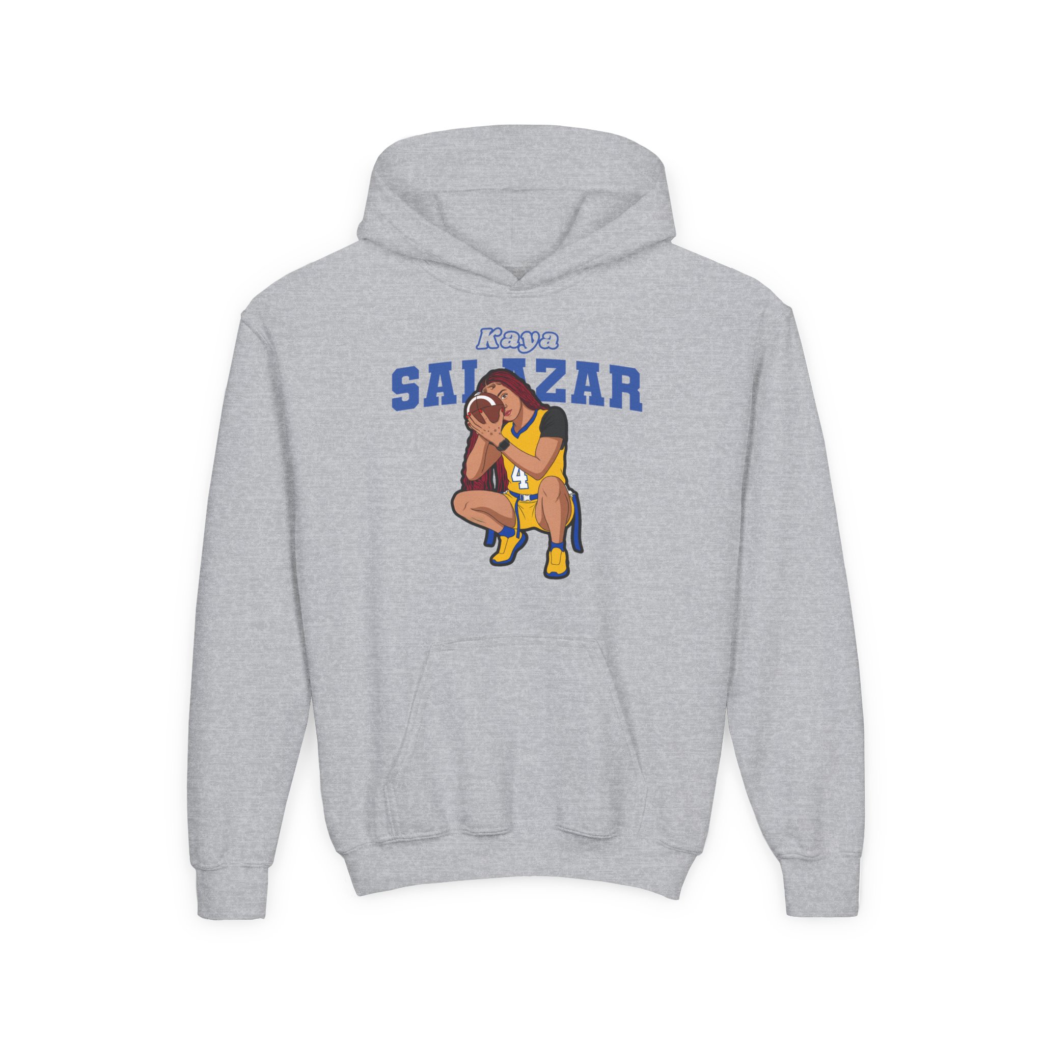 Youth Hoodie — character_name_arch in Grey