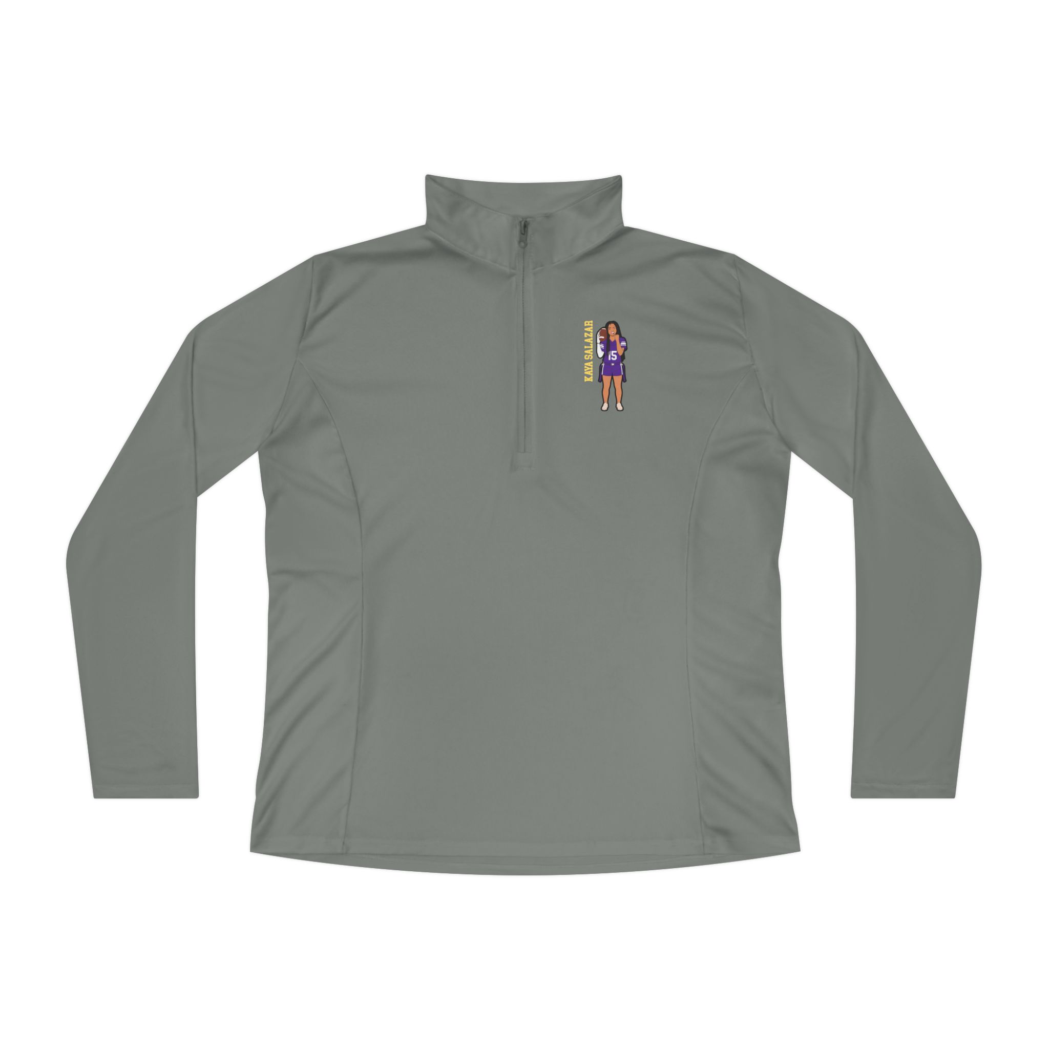 Women's Q-Zip Pullover — character_name_vertical in Grey