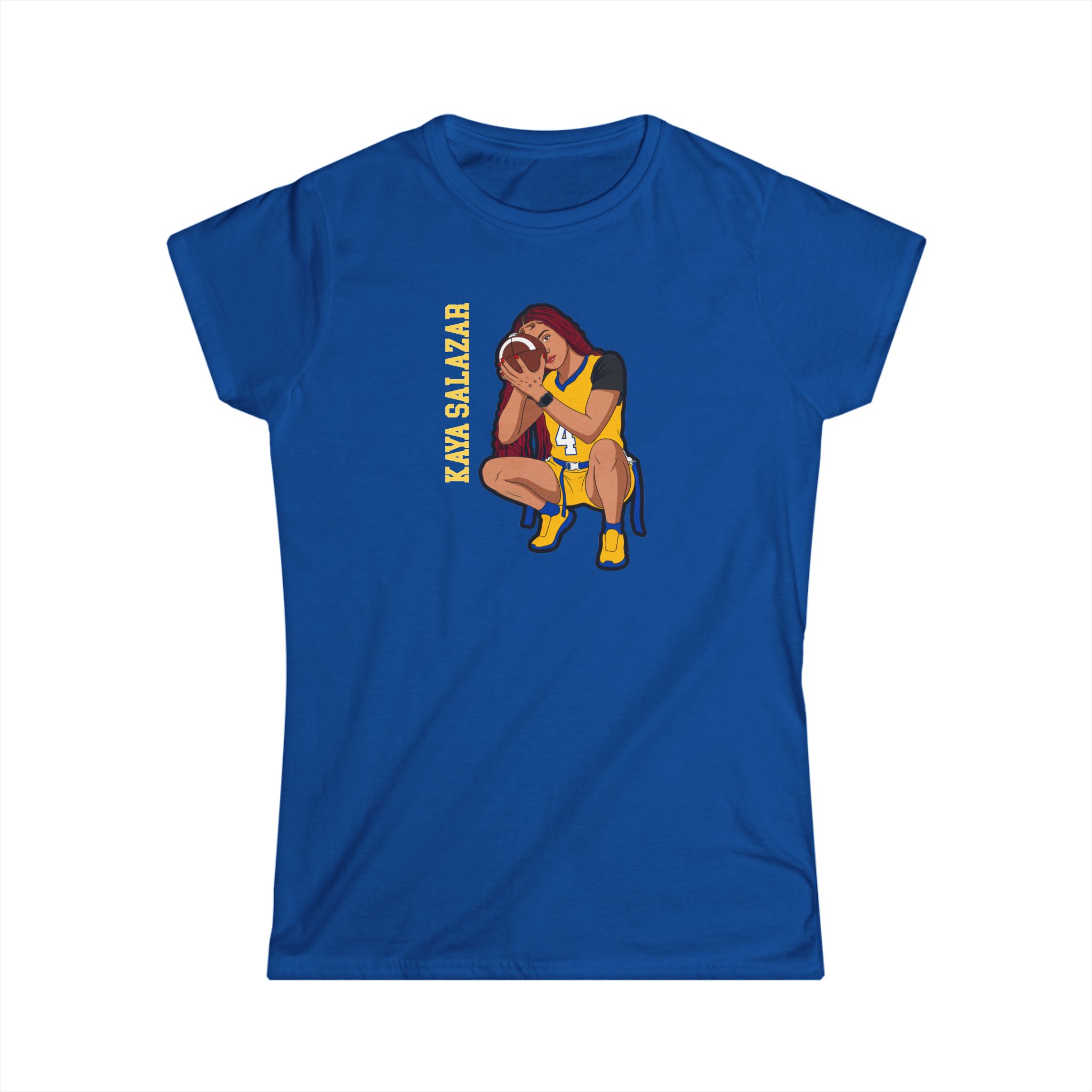 Women's Softstyle Tee — character_name_vertical in Royal