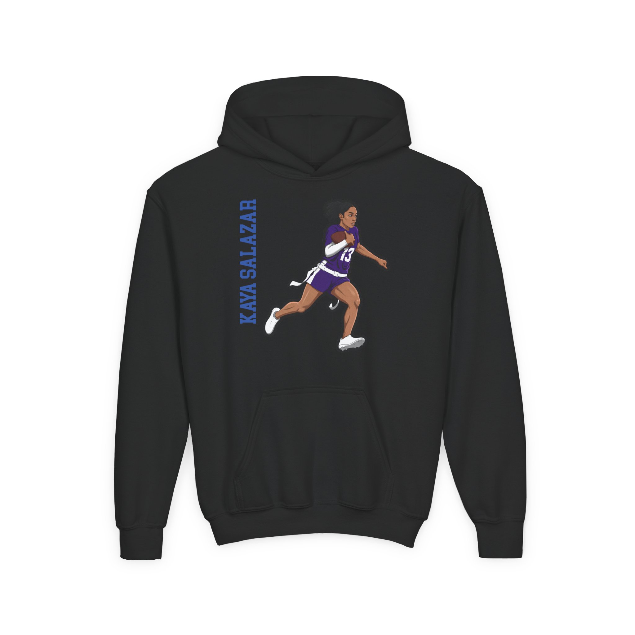 Youth Hoodie — character_name_vertical in Black