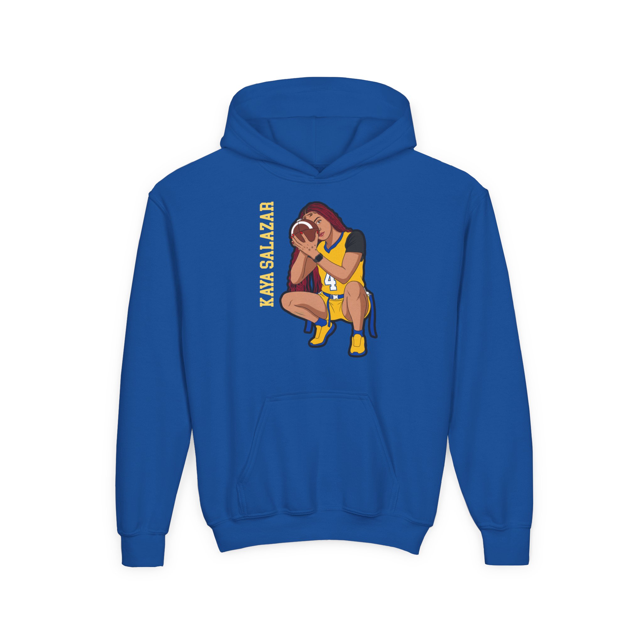 Youth Hoodie — character_name_vertical in Royal