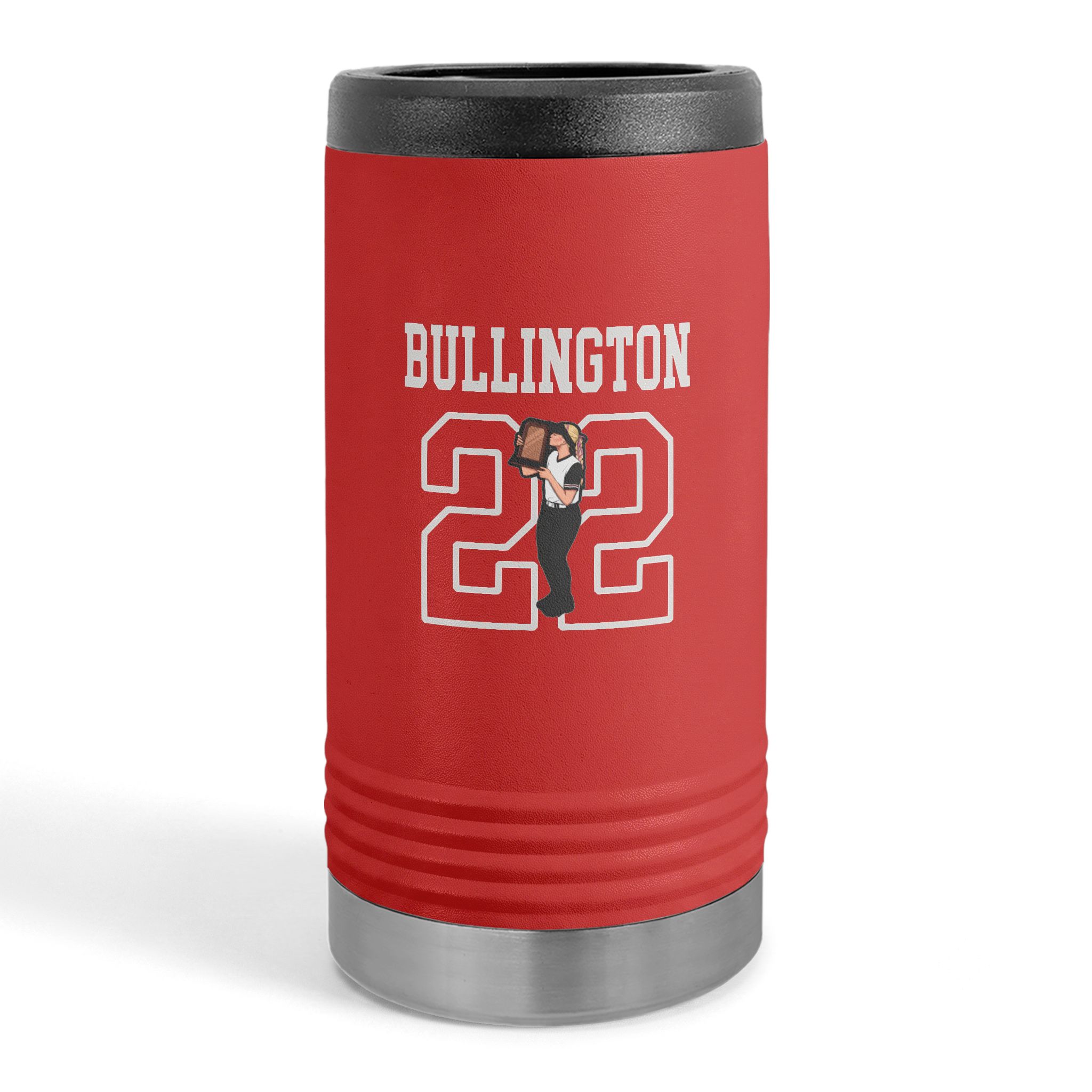Slim Stainless Can Cooler — character_shirsey in Red