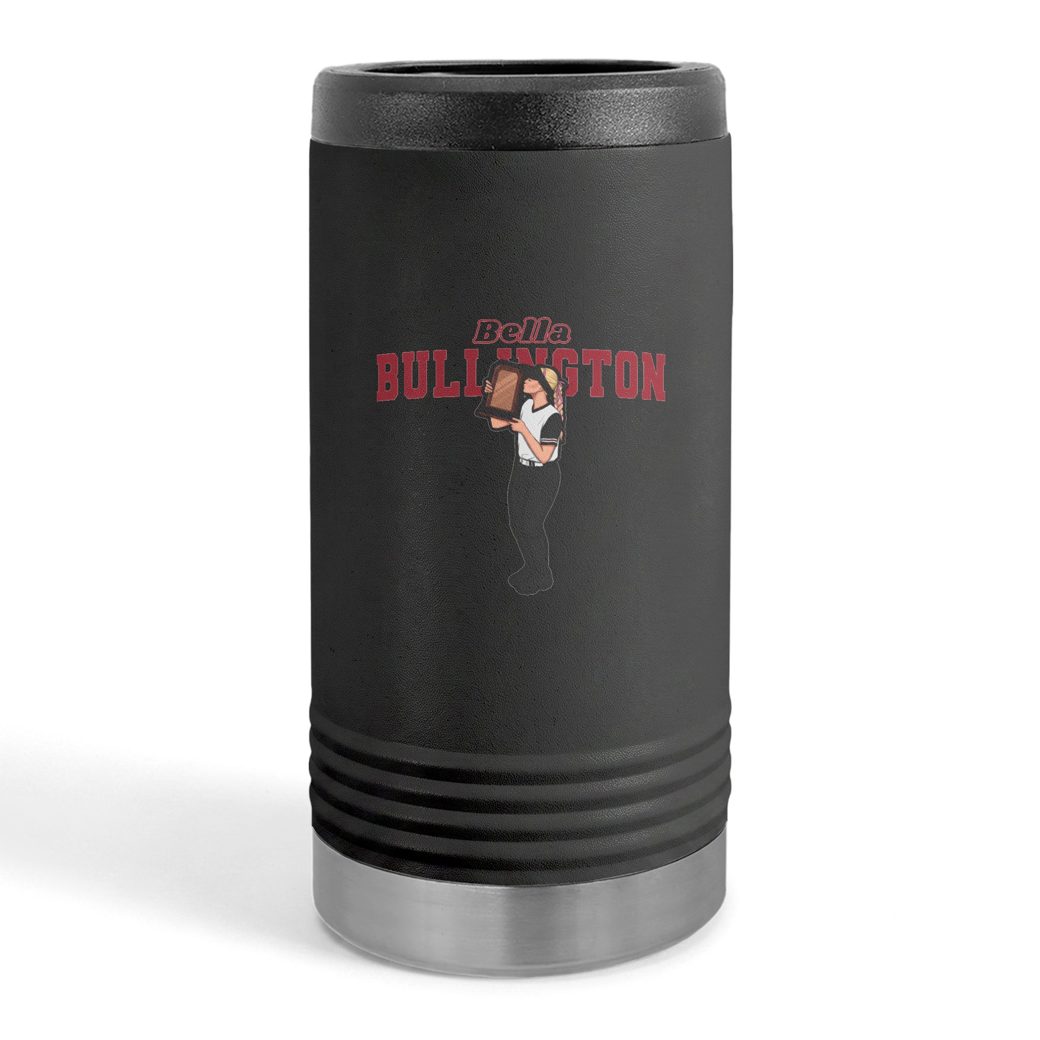 Slim Stainless Can Cooler — character_name_arch in Black