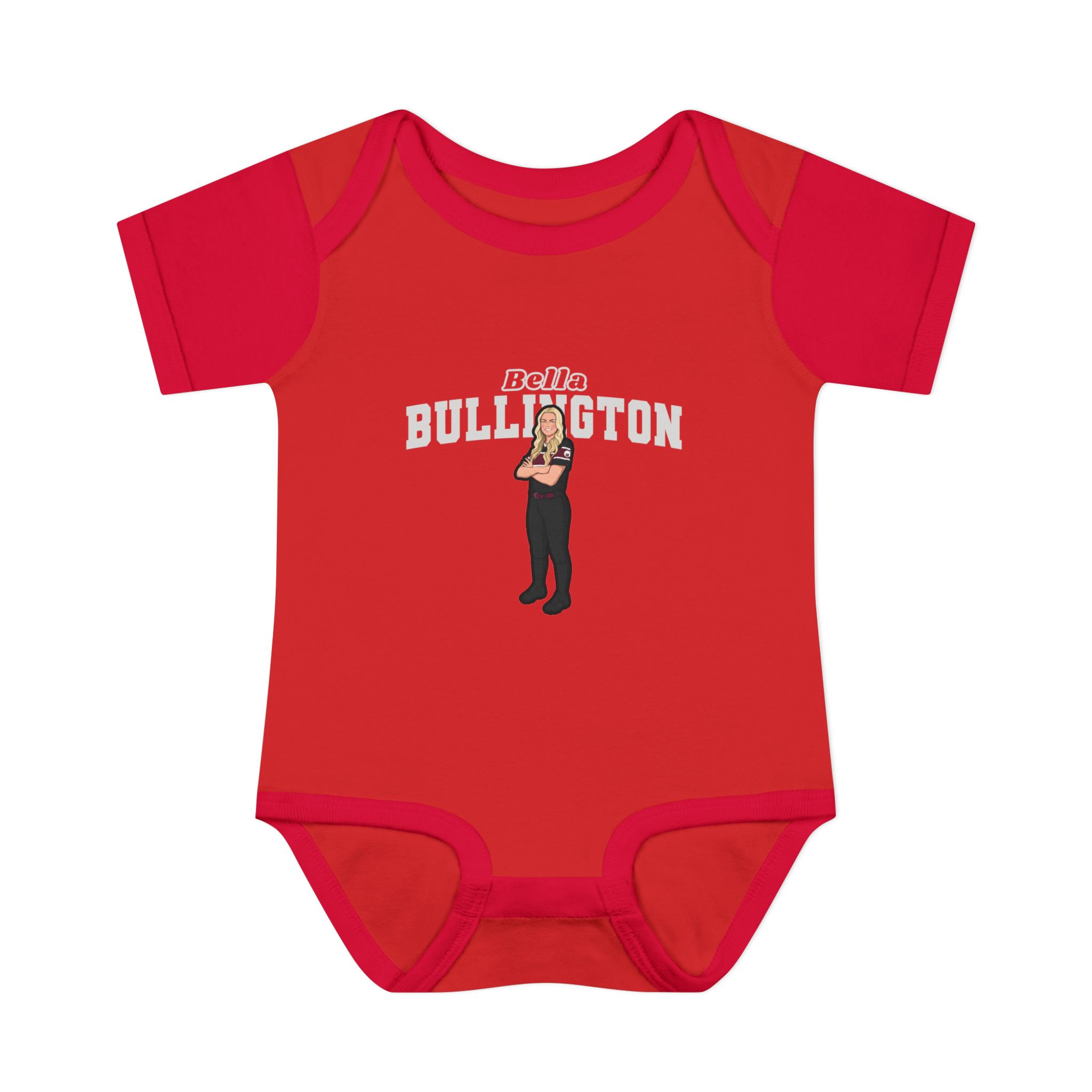 Baby Onesie — character_name_arch in Red