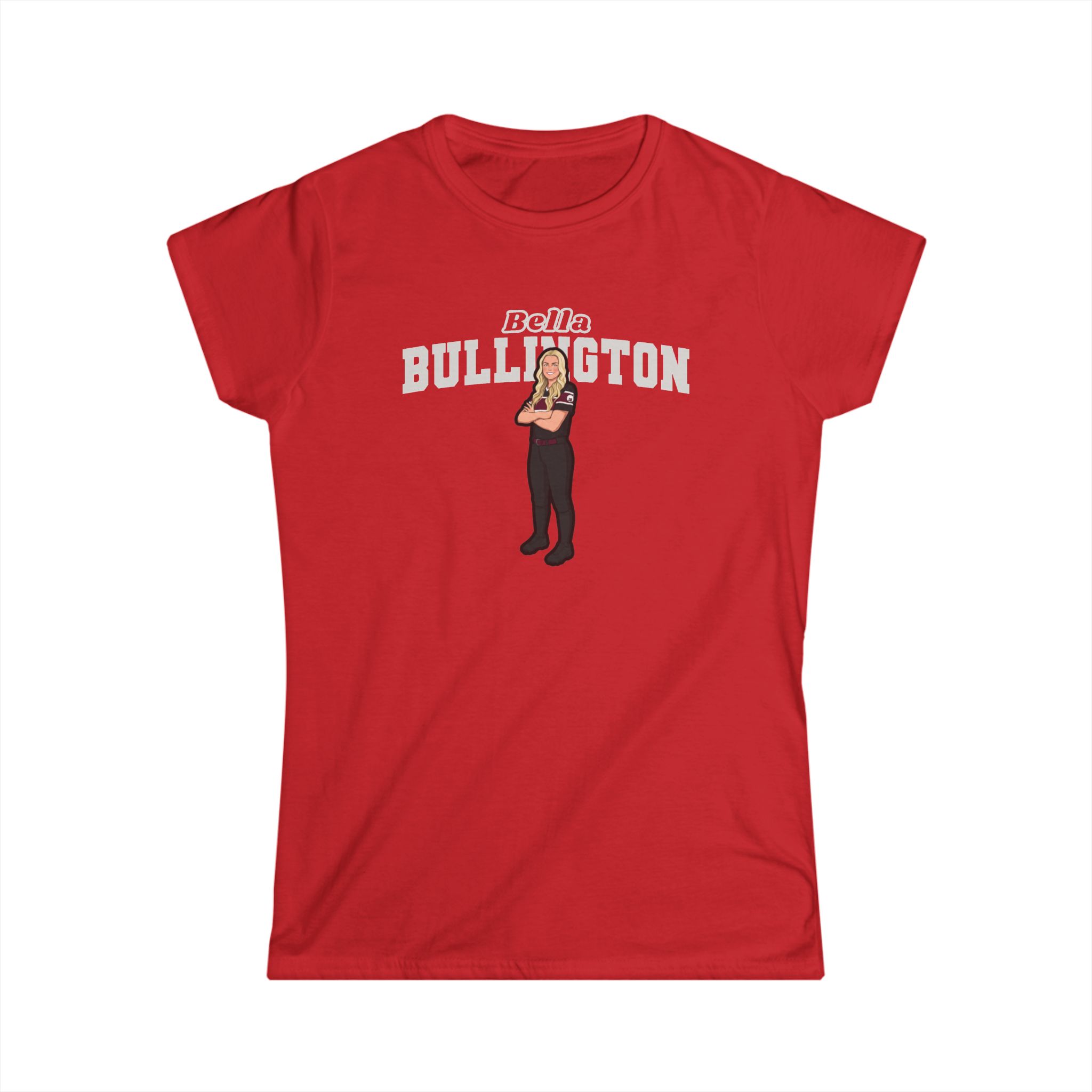 Women's Softstyle Tee — character_name_arch in Red