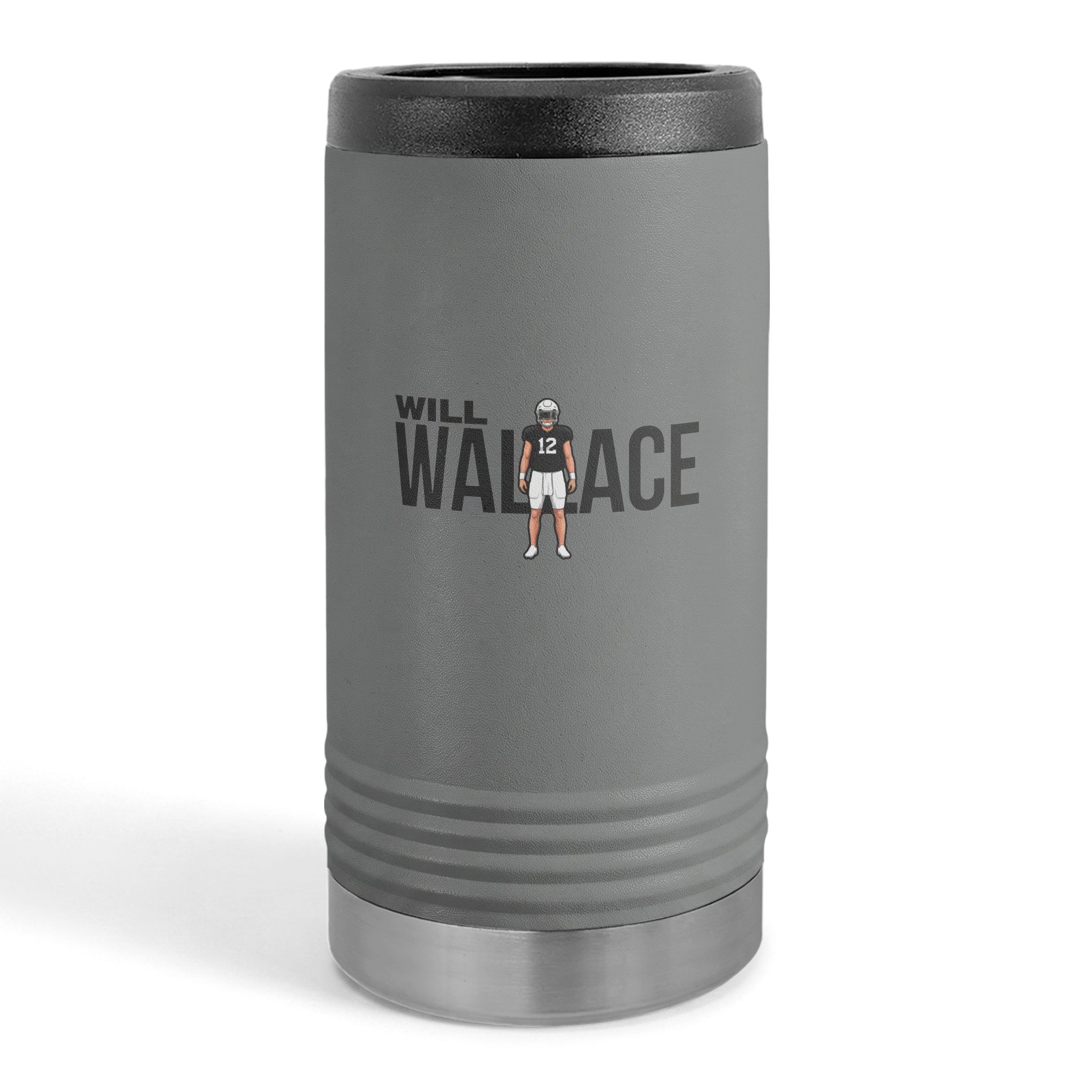 Slim Stainless Can Cooler — character_player_name in Grey