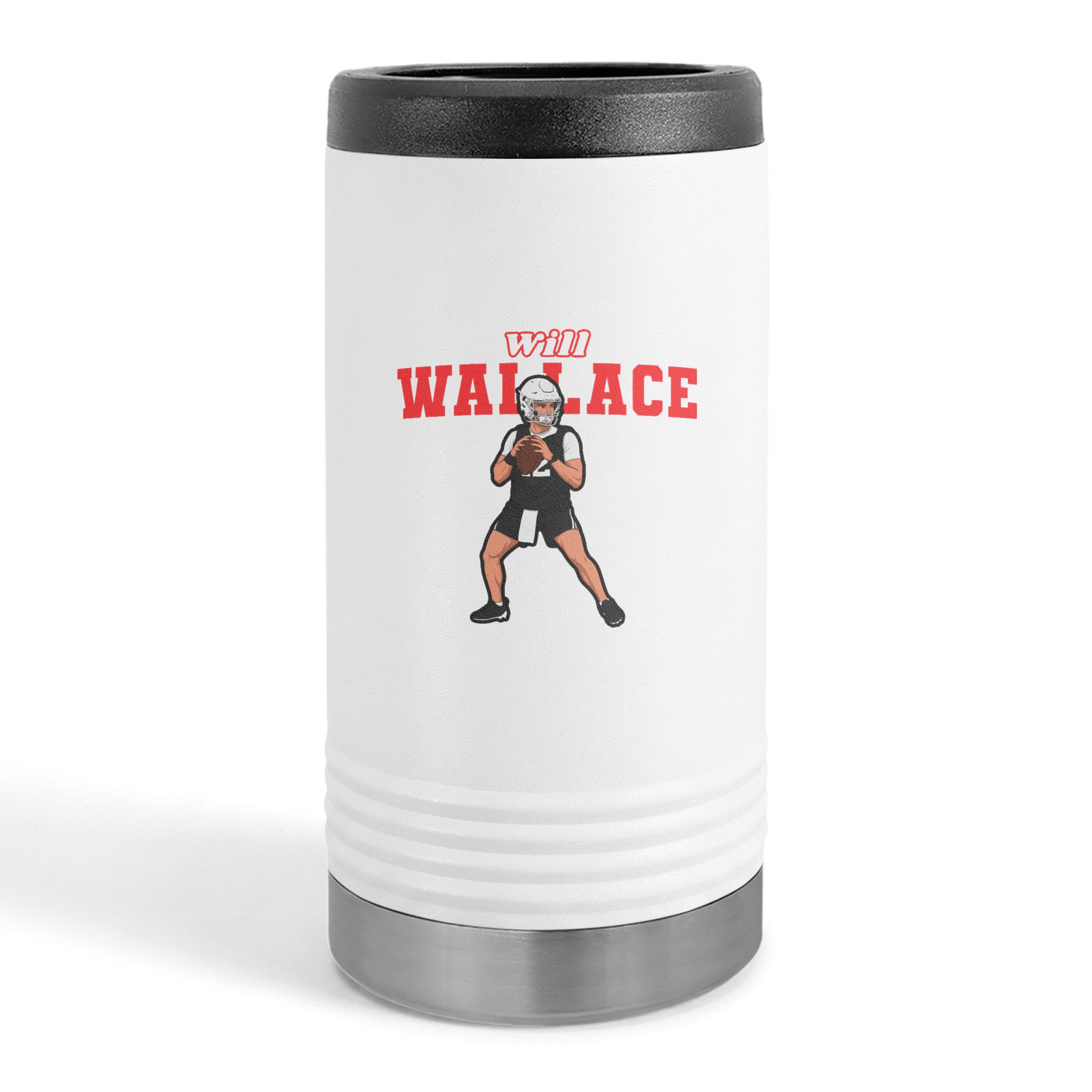 Slim Stainless Can Cooler — character_name_arch in White