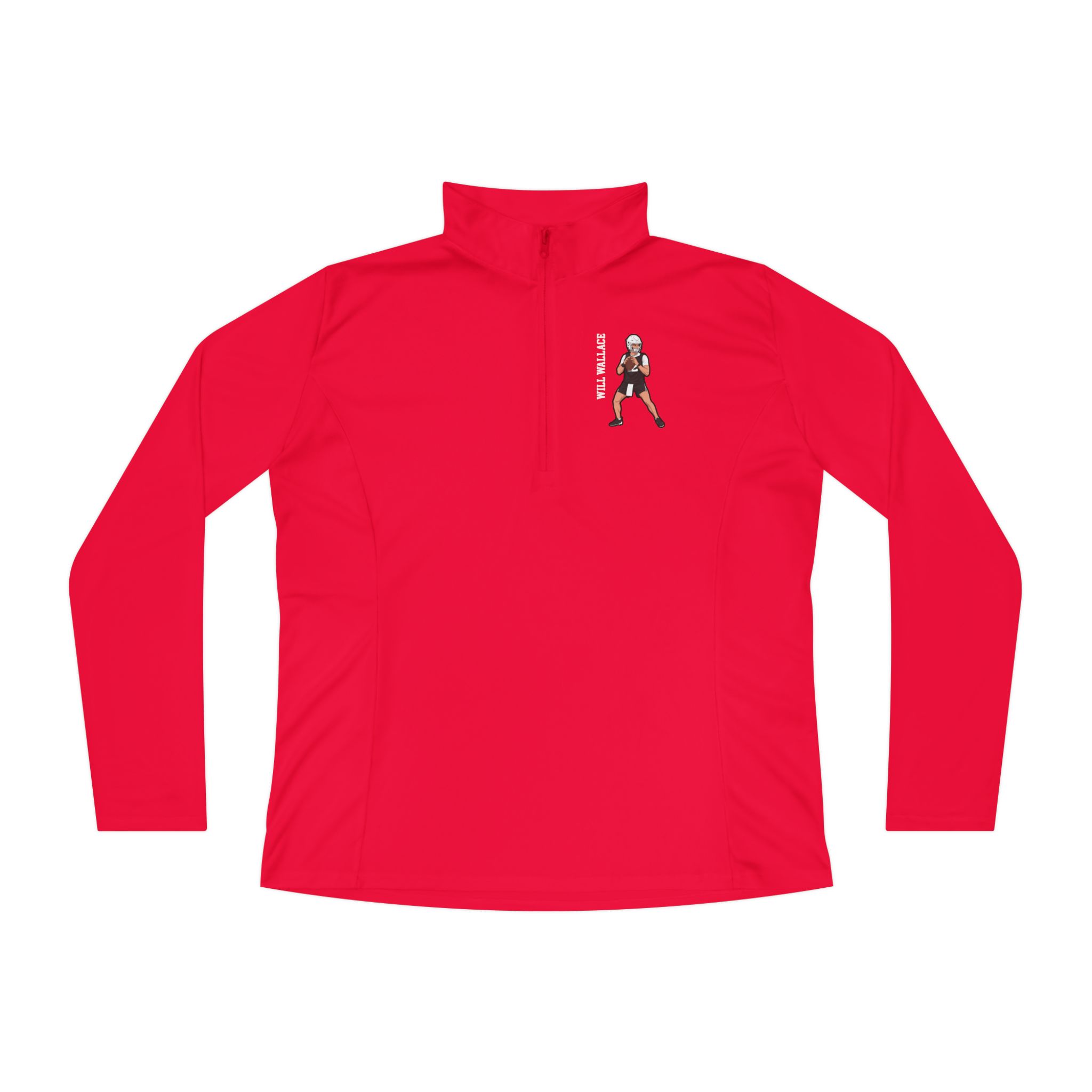Women's Q-Zip Pullover — character_name_vertical in Red