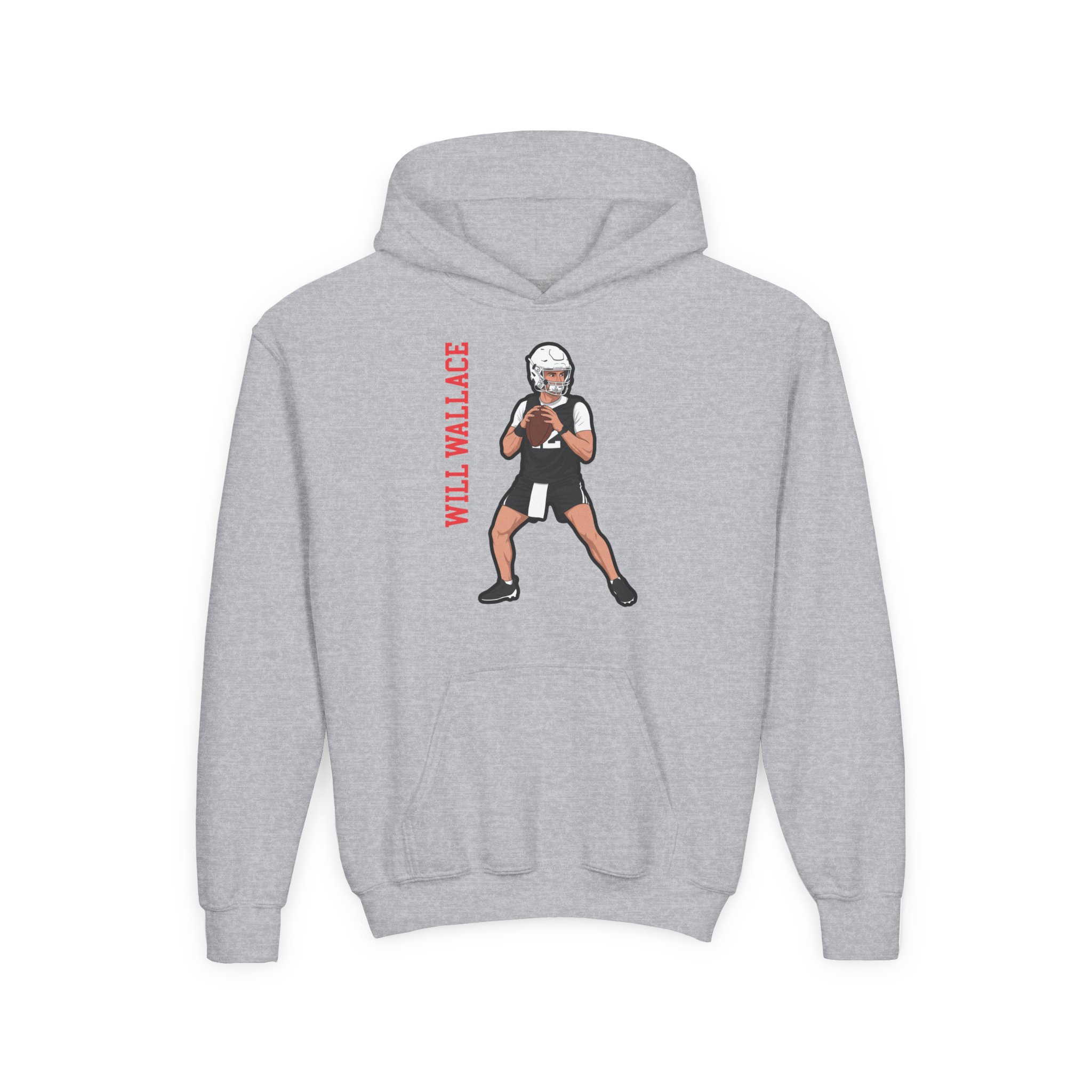 Youth Hoodie — character_name_vertical in Grey