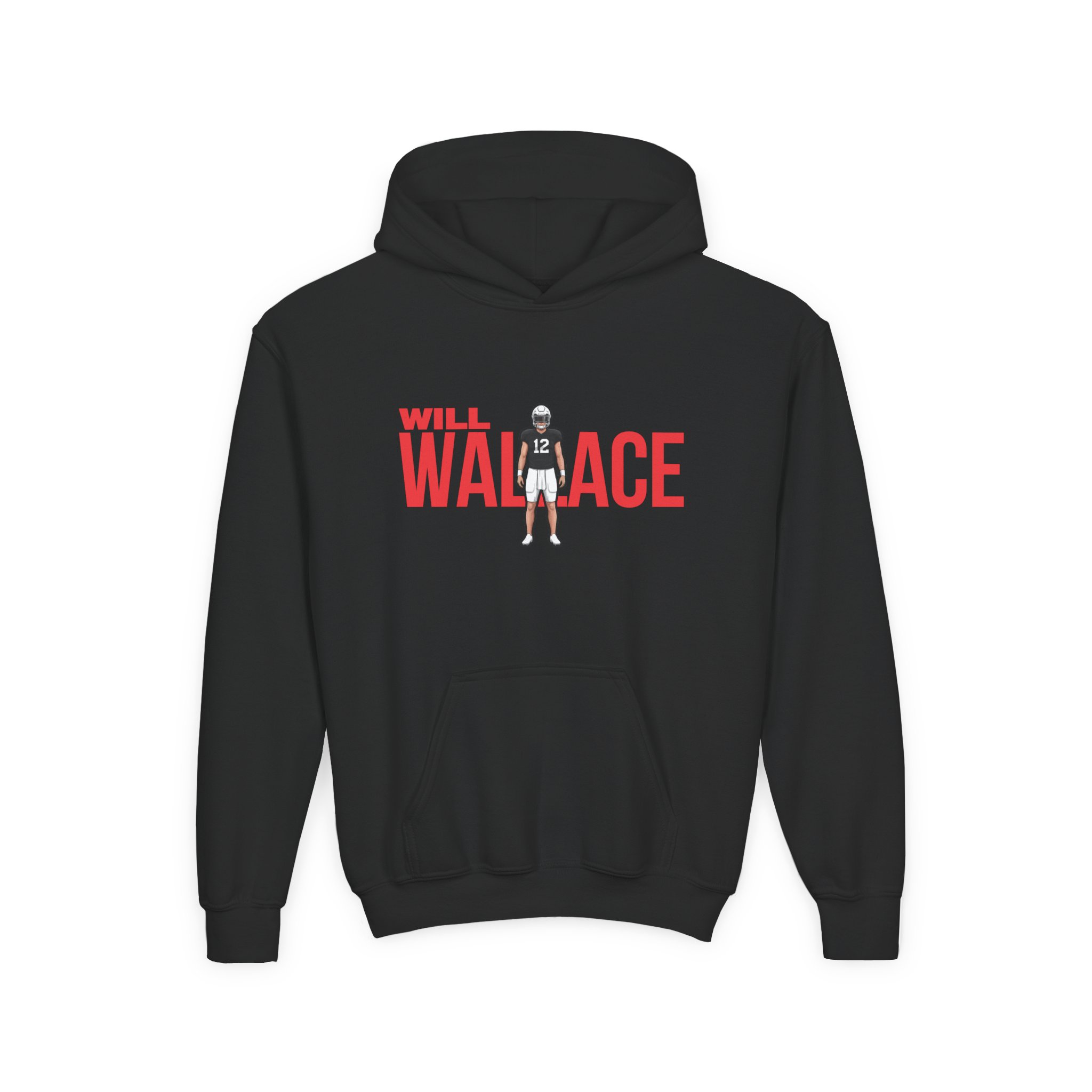 Youth Hoodie — character_player_name in Black