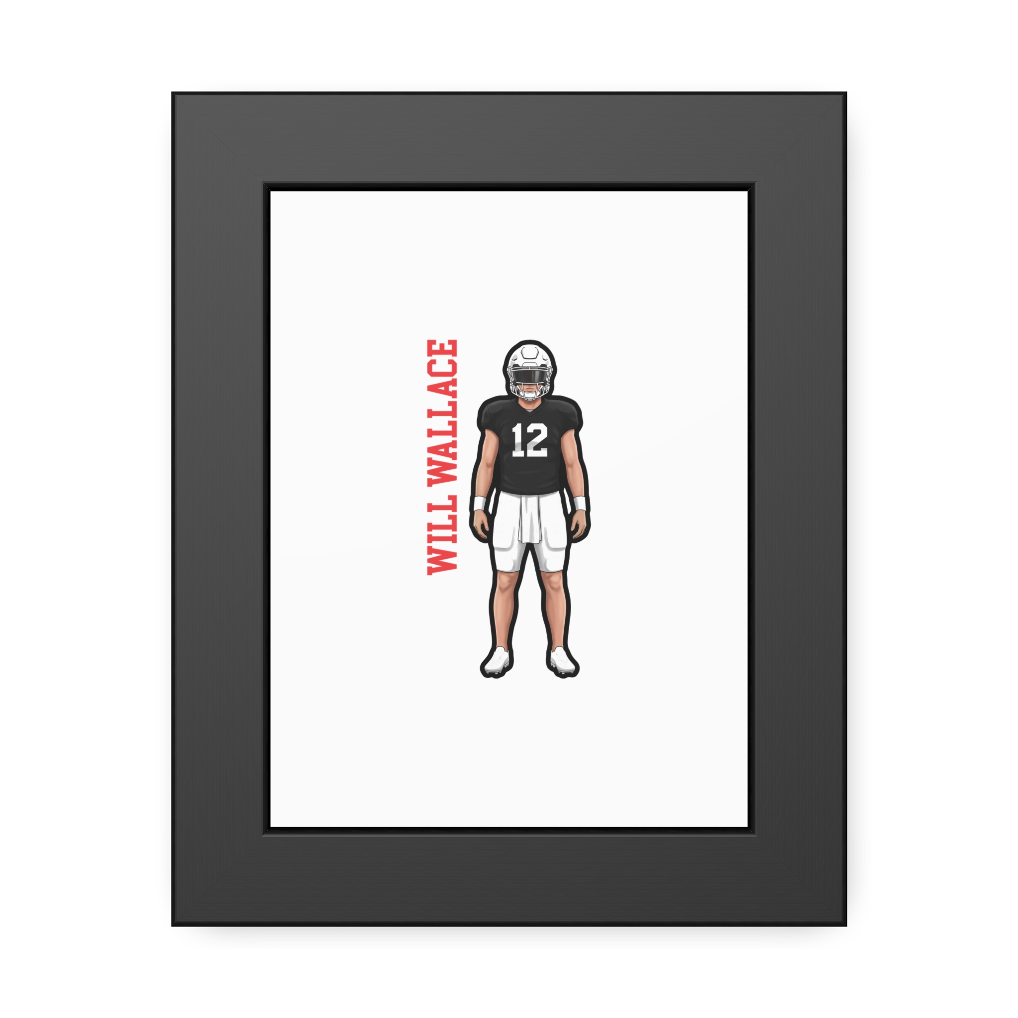 Framed Poster — character_name_vertical in Black