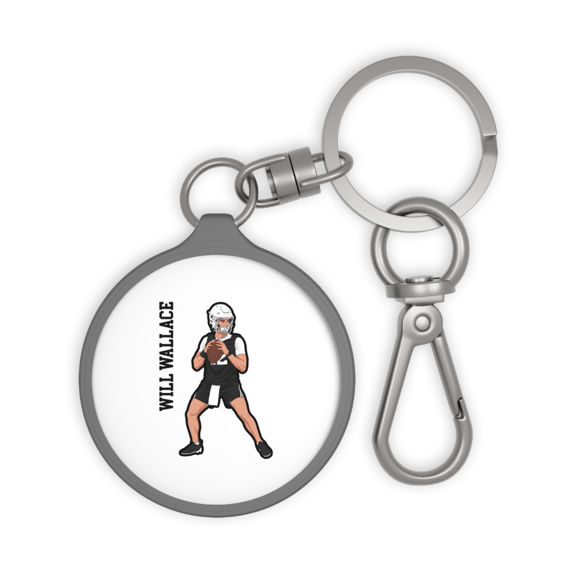Keychain — character_name_vertical in Grey