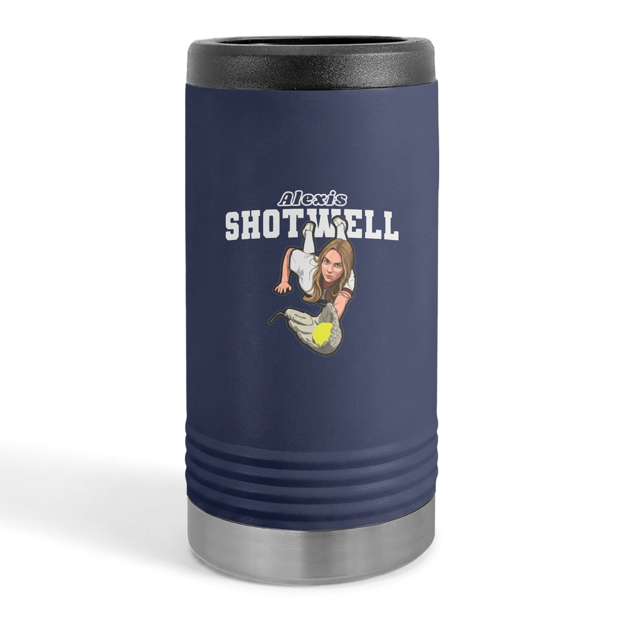 Slim Stainless Can Cooler — character_name_arch in Navy
