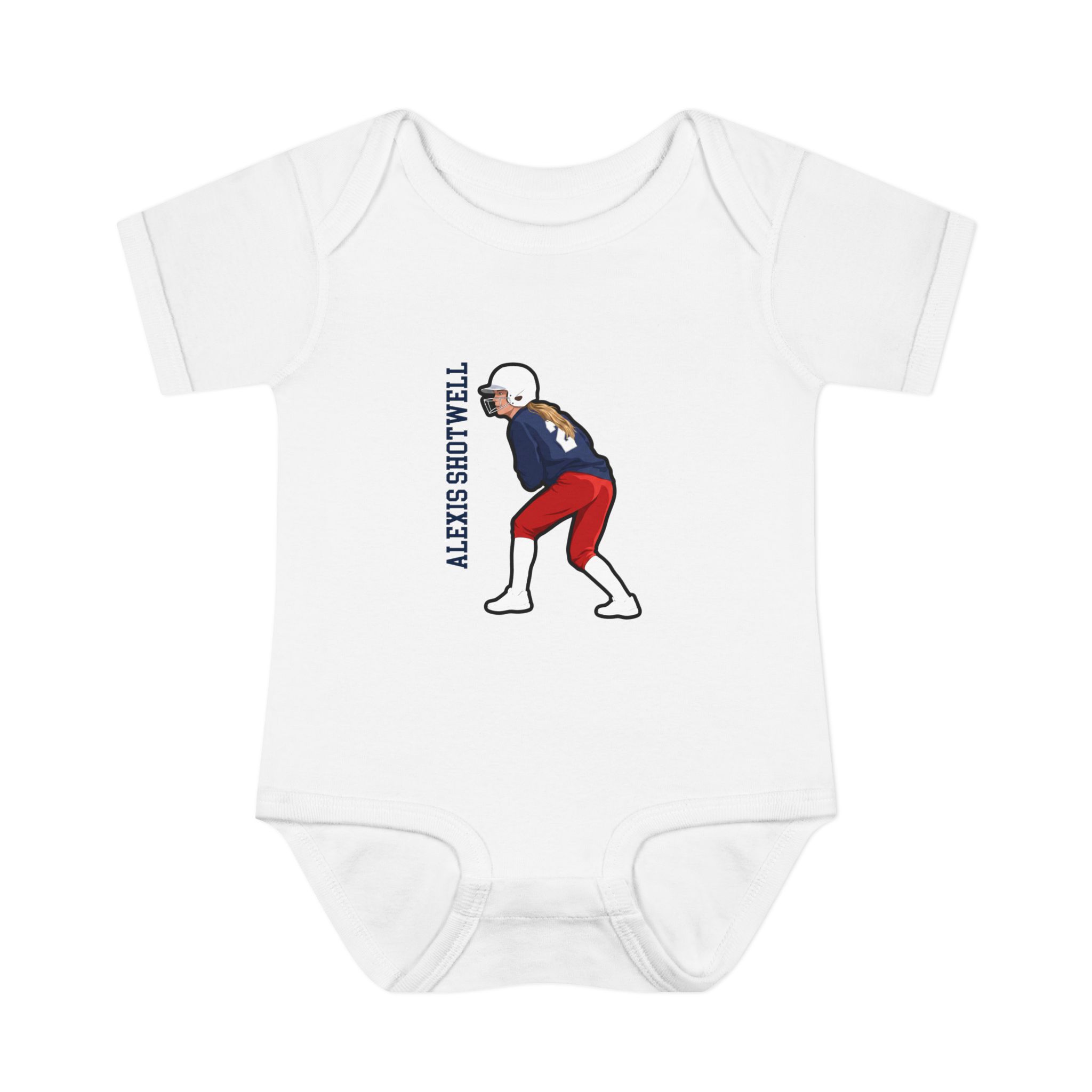 Baby Onesie — character_name_vertical in White