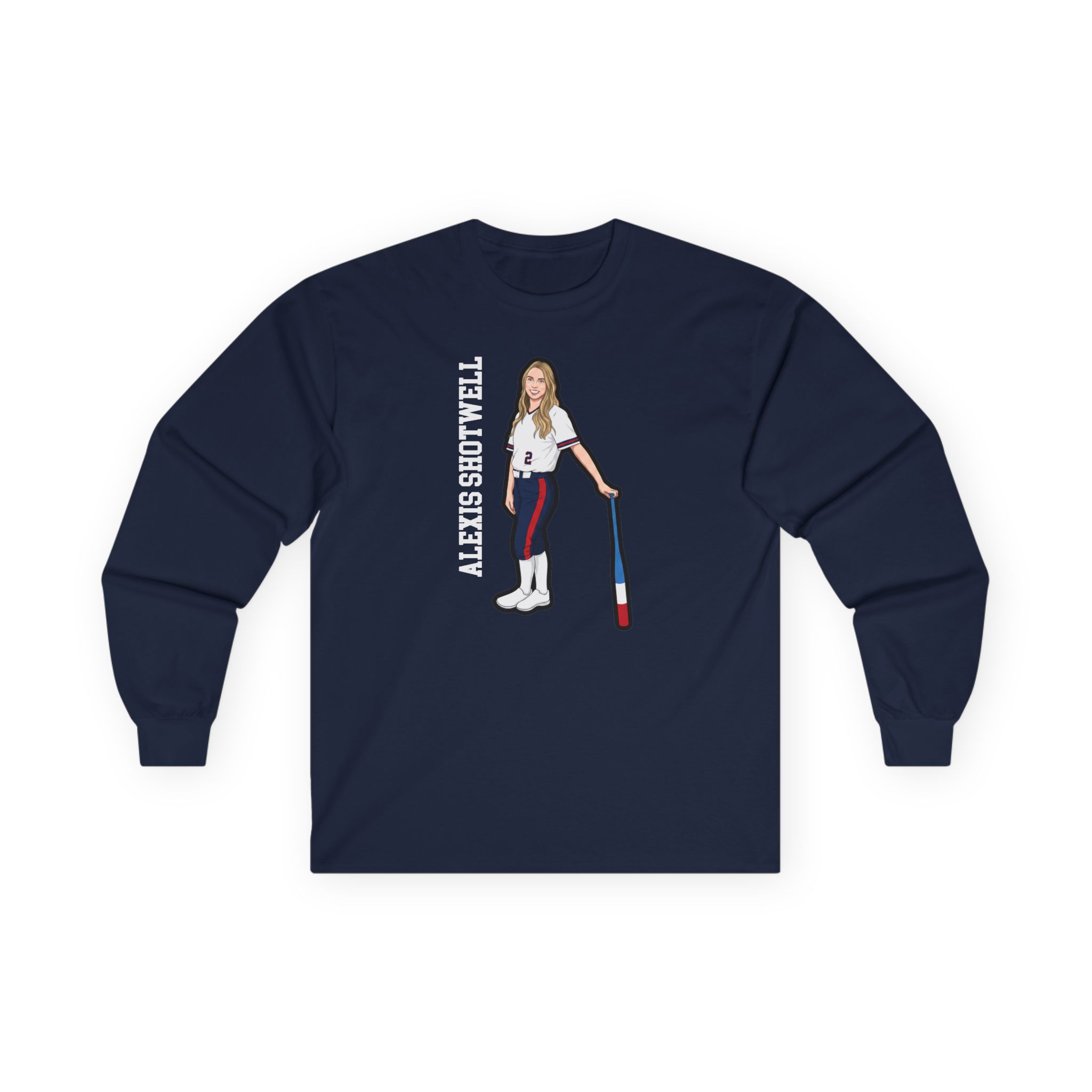 Long Sleeve Tee — character_name_vertical in Navy