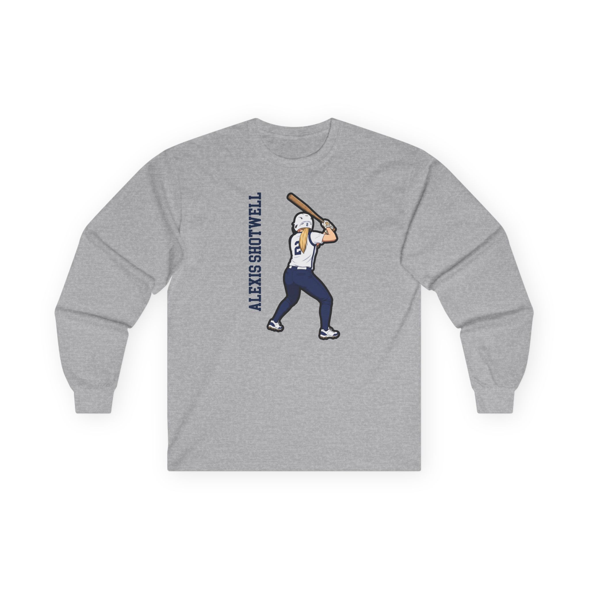 Long Sleeve Tee — character_name_vertical in Grey