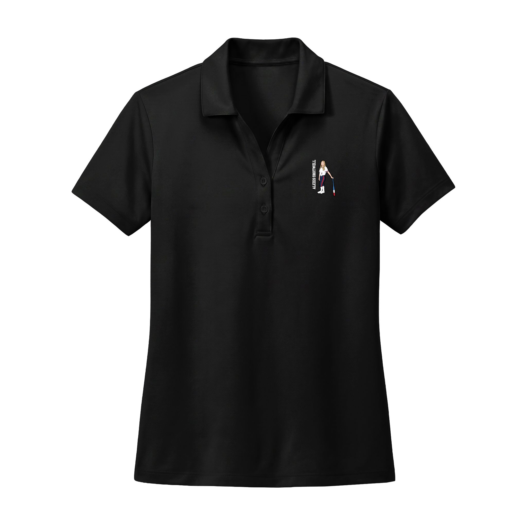 Women's Polo — character_name_vertical in Black