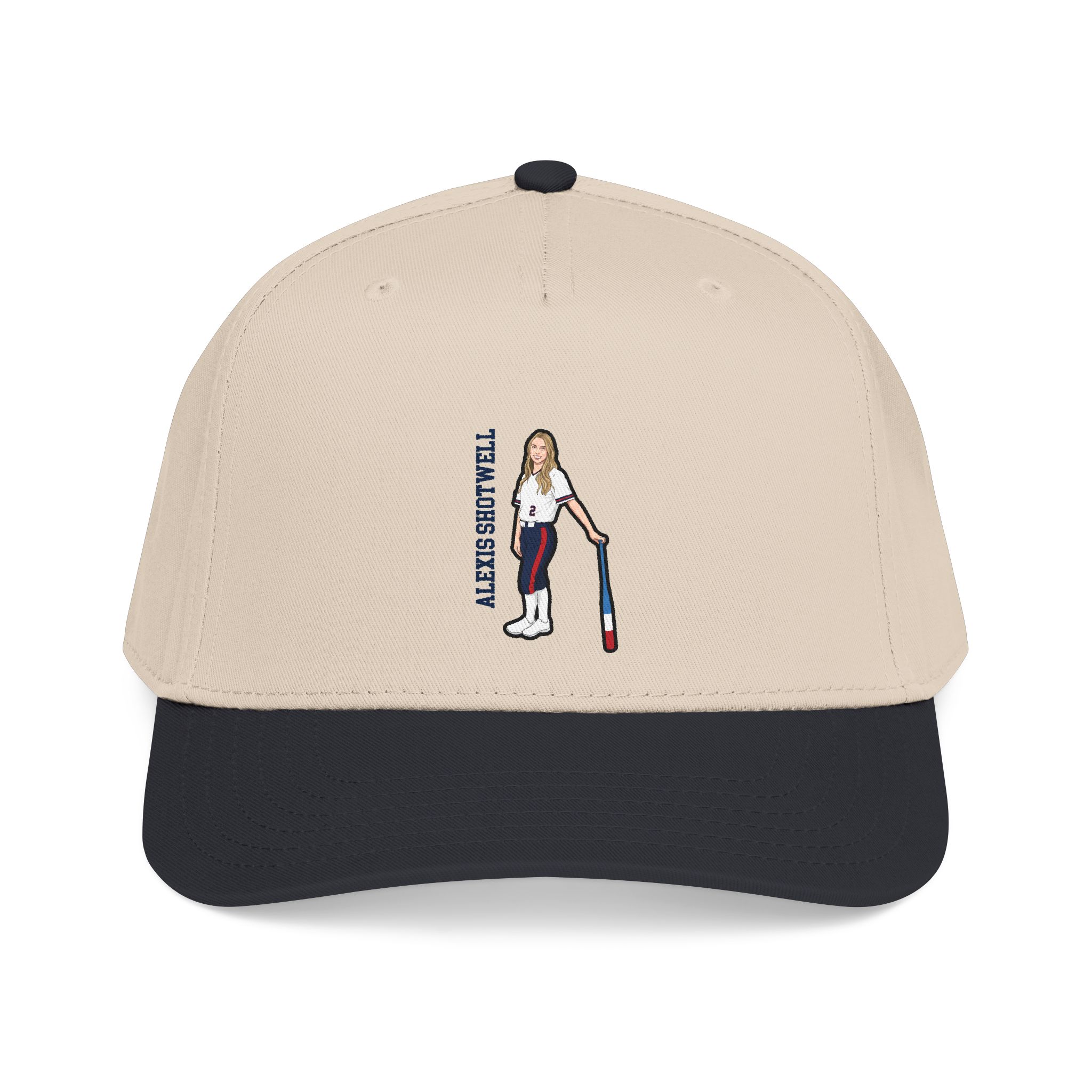 Baseball Cap — character_name_vertical in Black / Natural