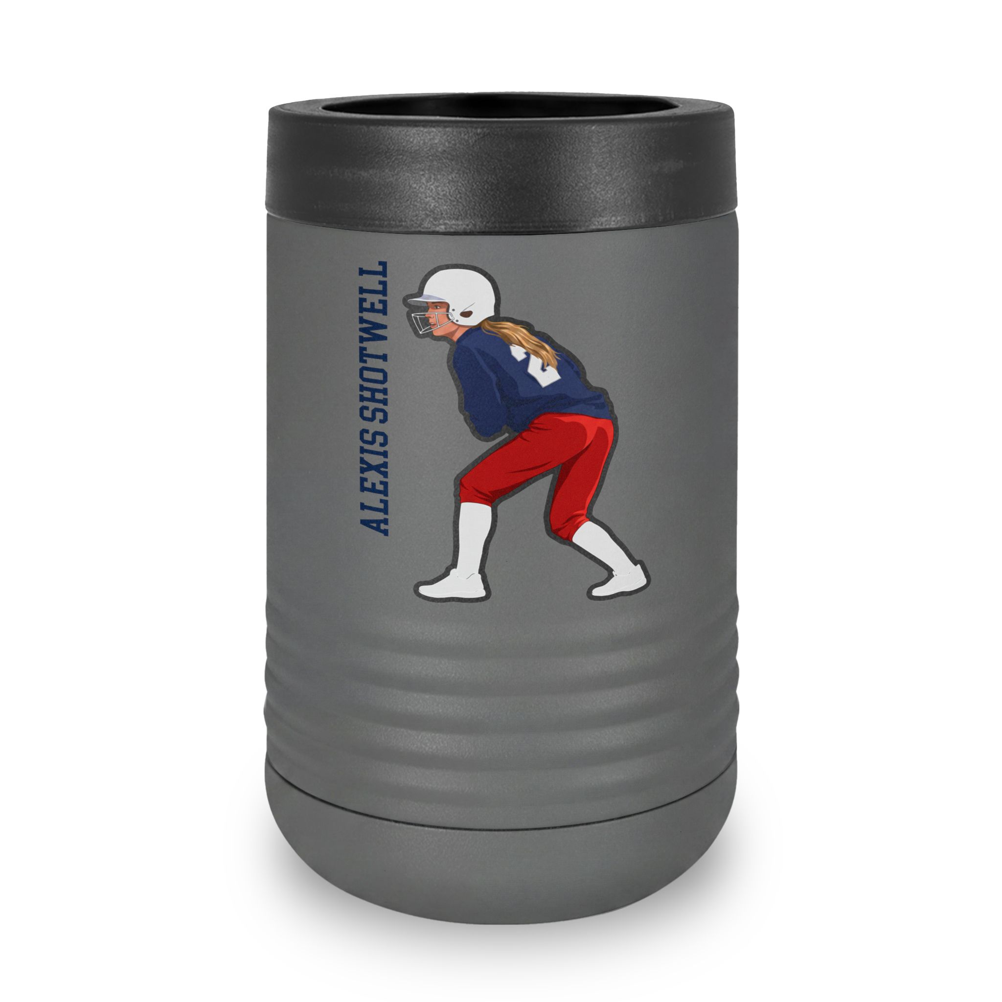 Stainless Can Cooler — character_name_vertical in Grey