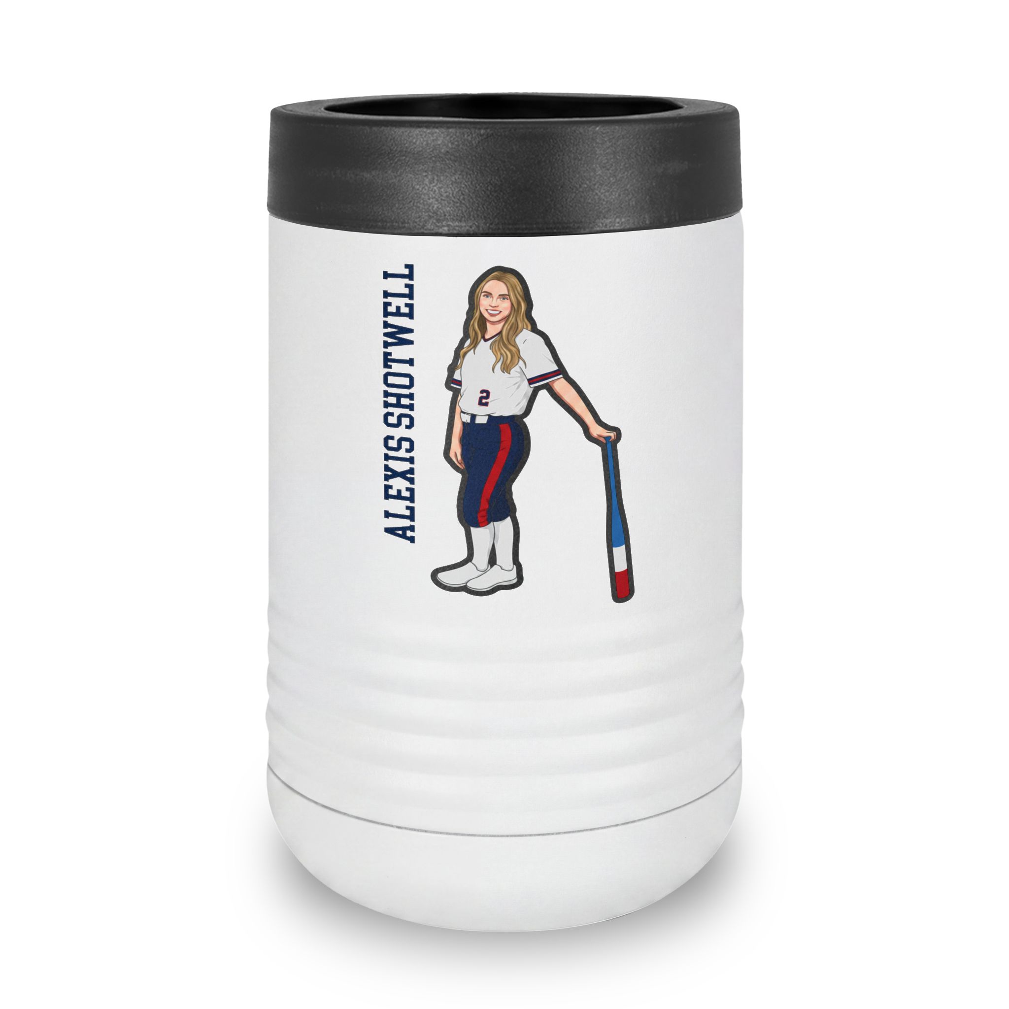 Stainless Can Cooler — character_name_vertical in White