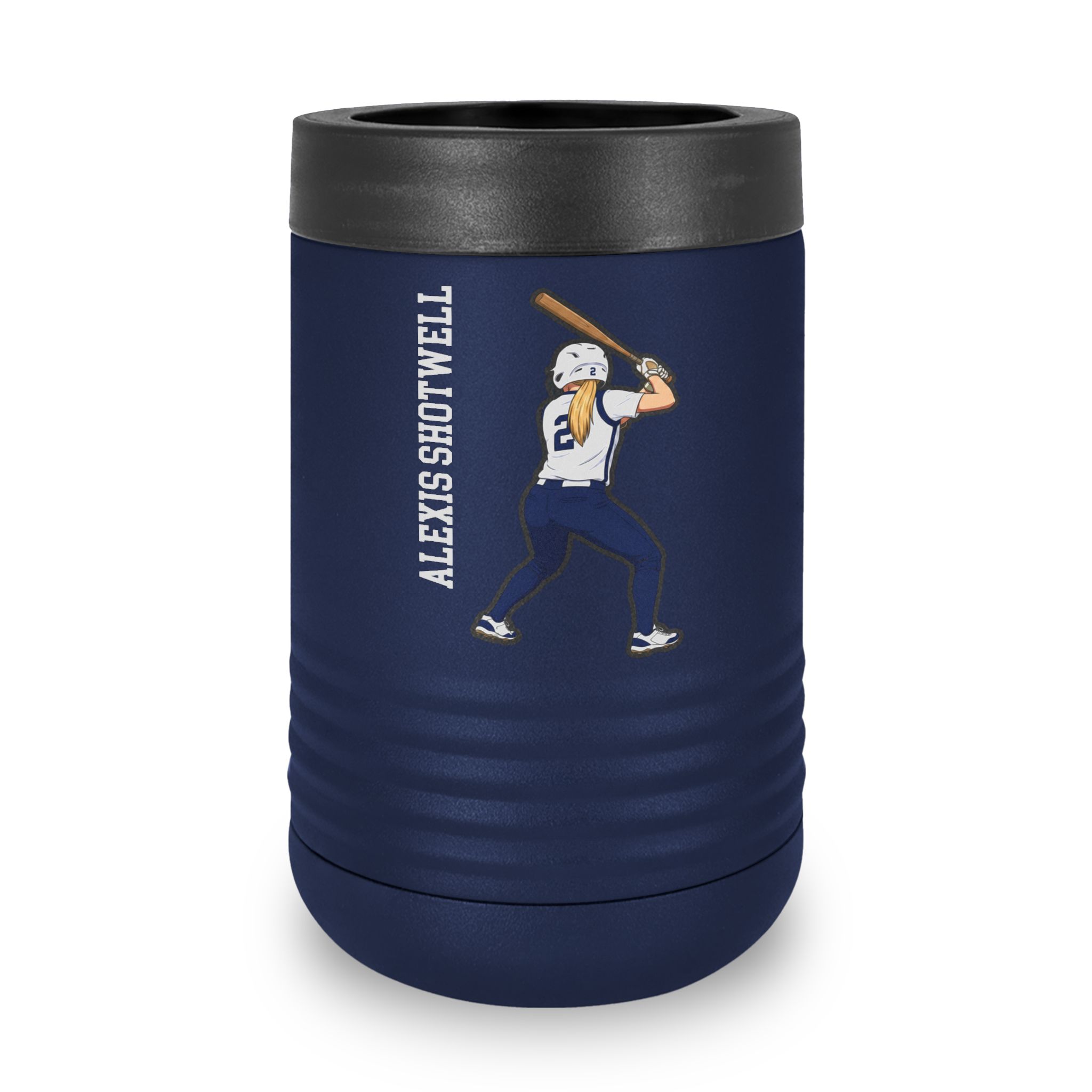 Stainless Can Cooler — character_name_vertical in Navy